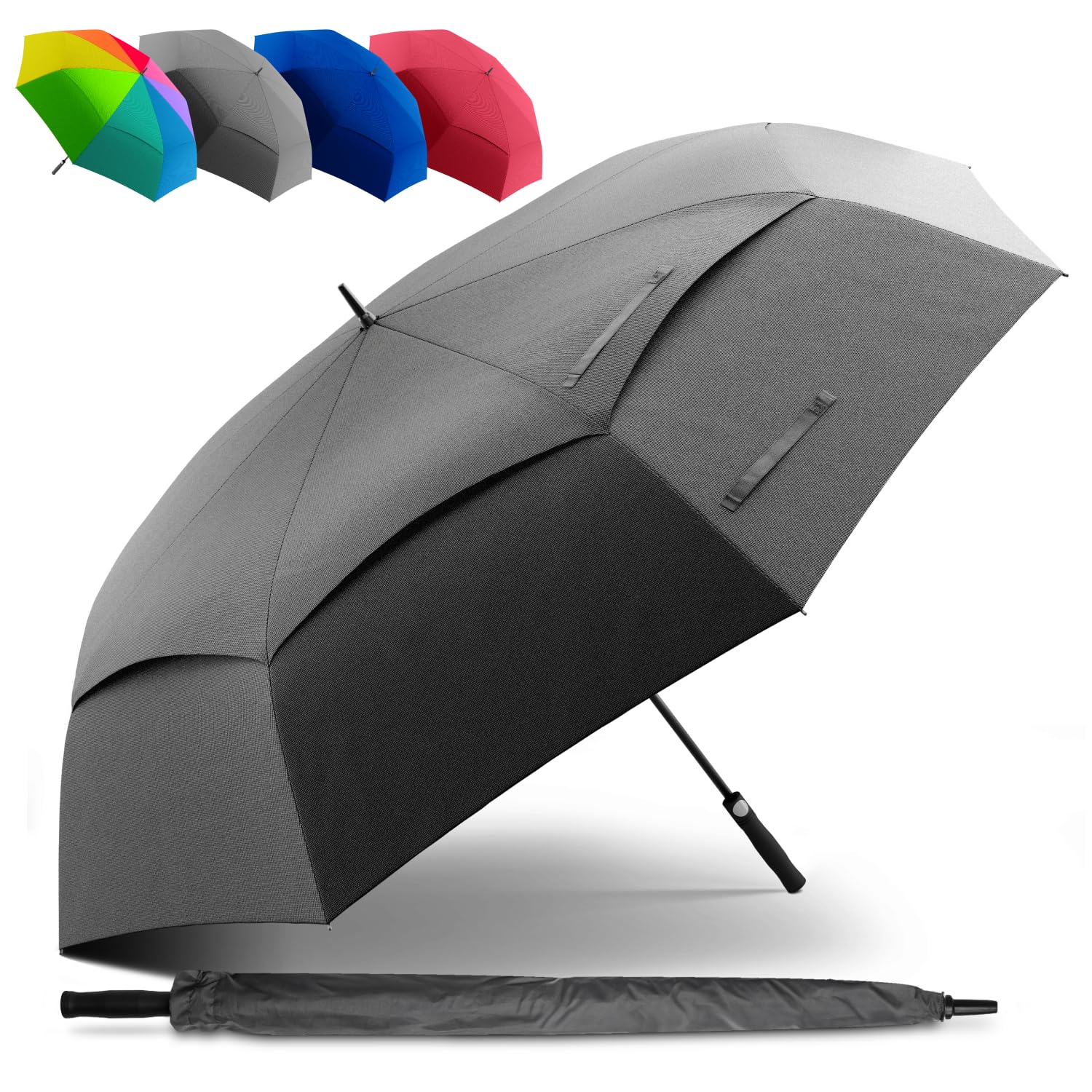 STYNGARD XXL Regenschirm Groß Sturmfest [Ø 130/140 cm] - Golfschirm mit Doppelbespannung für maximalen Wind- und Regenschutz Modell - Regenschirm für 2 Personen - BELFAST