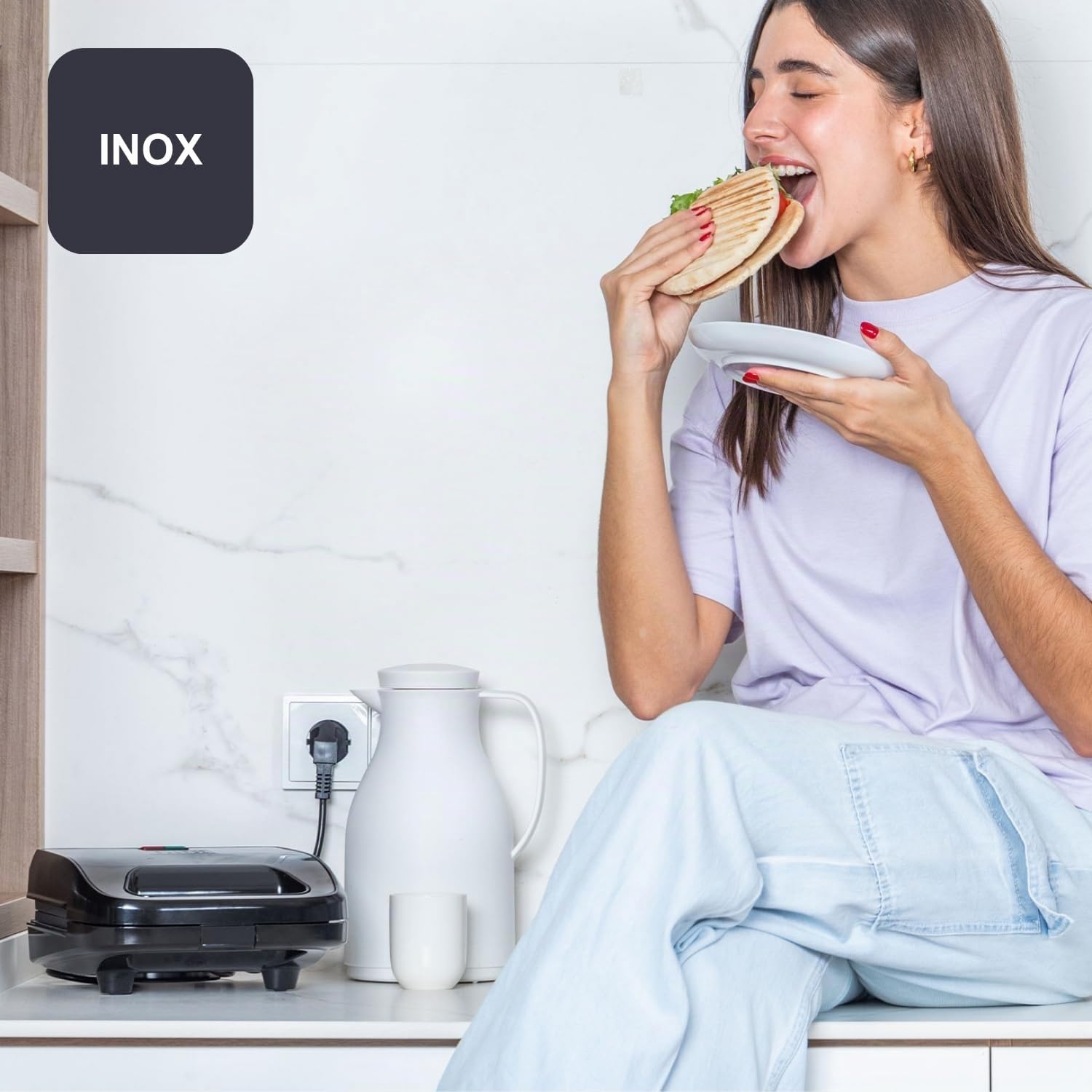 Black+Decker - Sandwichmaker 3-in-1 BXSA754E | 750W | Austauschbare Platten für Sandwich, Grill und Waffeln | EasyEject Technologie | Antihaftbeschichtung | Ultraschnelles Aufheizen | Cool-Touch | LED