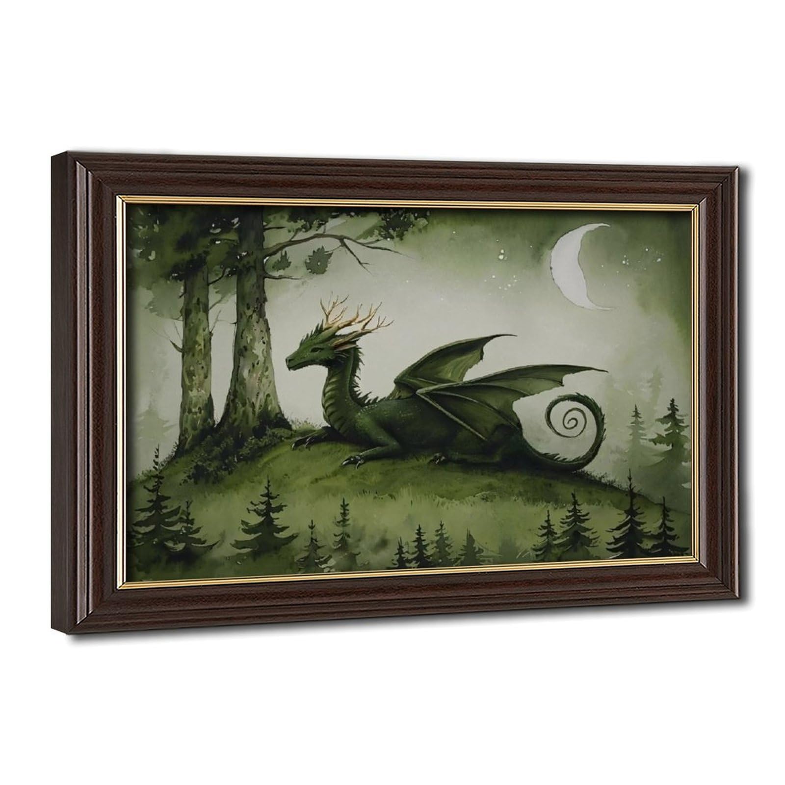Bareronor Dragon of The Forest Poster Canvas Poster Bedroom Decor Landscape Office Room Decor Gift 12" L X 18" W