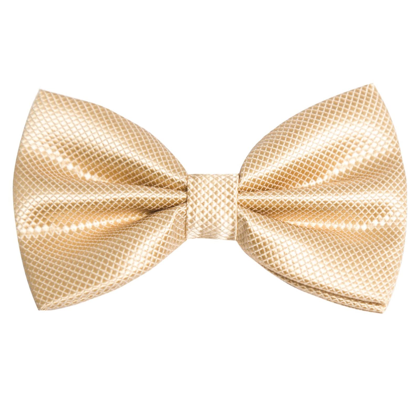Alizeal Mens Solid Color Bow ties Polyester Pre Tied Wedding Bow Tie, Champagne