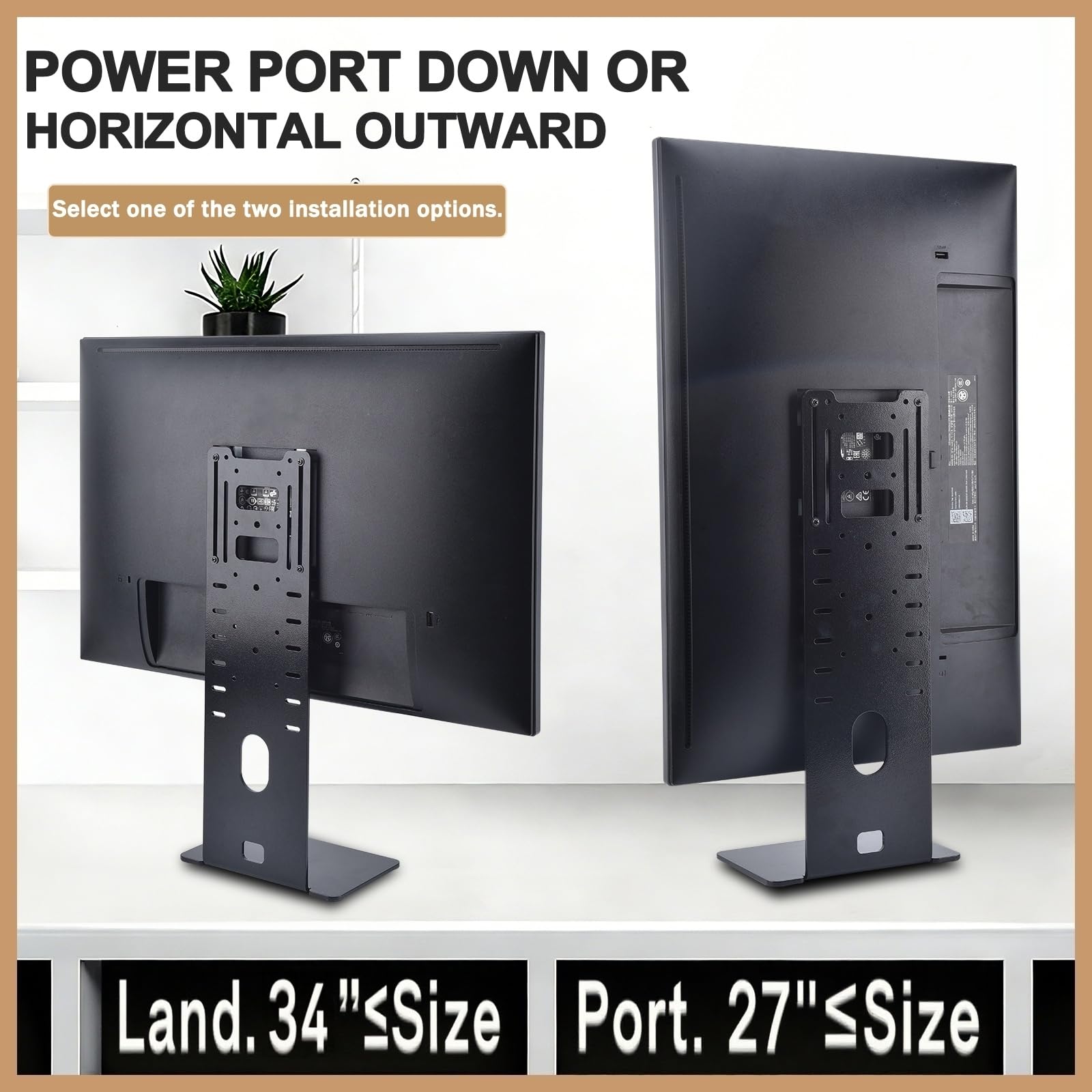 Support de Moniteur d'ordinateur Ultra Fin pour Bureau - Support Mural pour écran de 13" à 27" VESA 75/100 - Ports de câble orientés vers Le Bas pour maximiser Votre Espace de Bureau utilisable