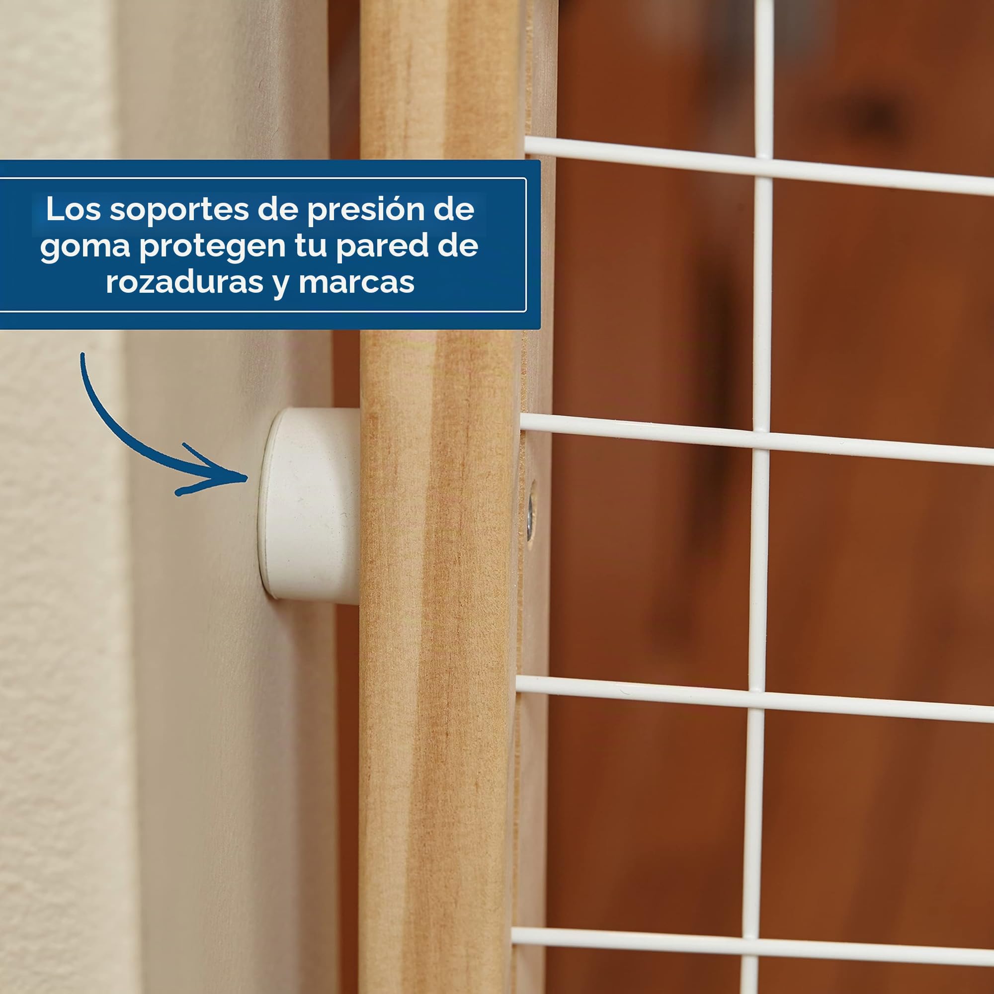 MidWest Homes for Pets - Puerta de seguridad de malla de alambre para mascotas, extensible de 73,6 a 127 cm de ancho, 81,3 cm de alto, de madera y alambre con recubrimiento en polvo