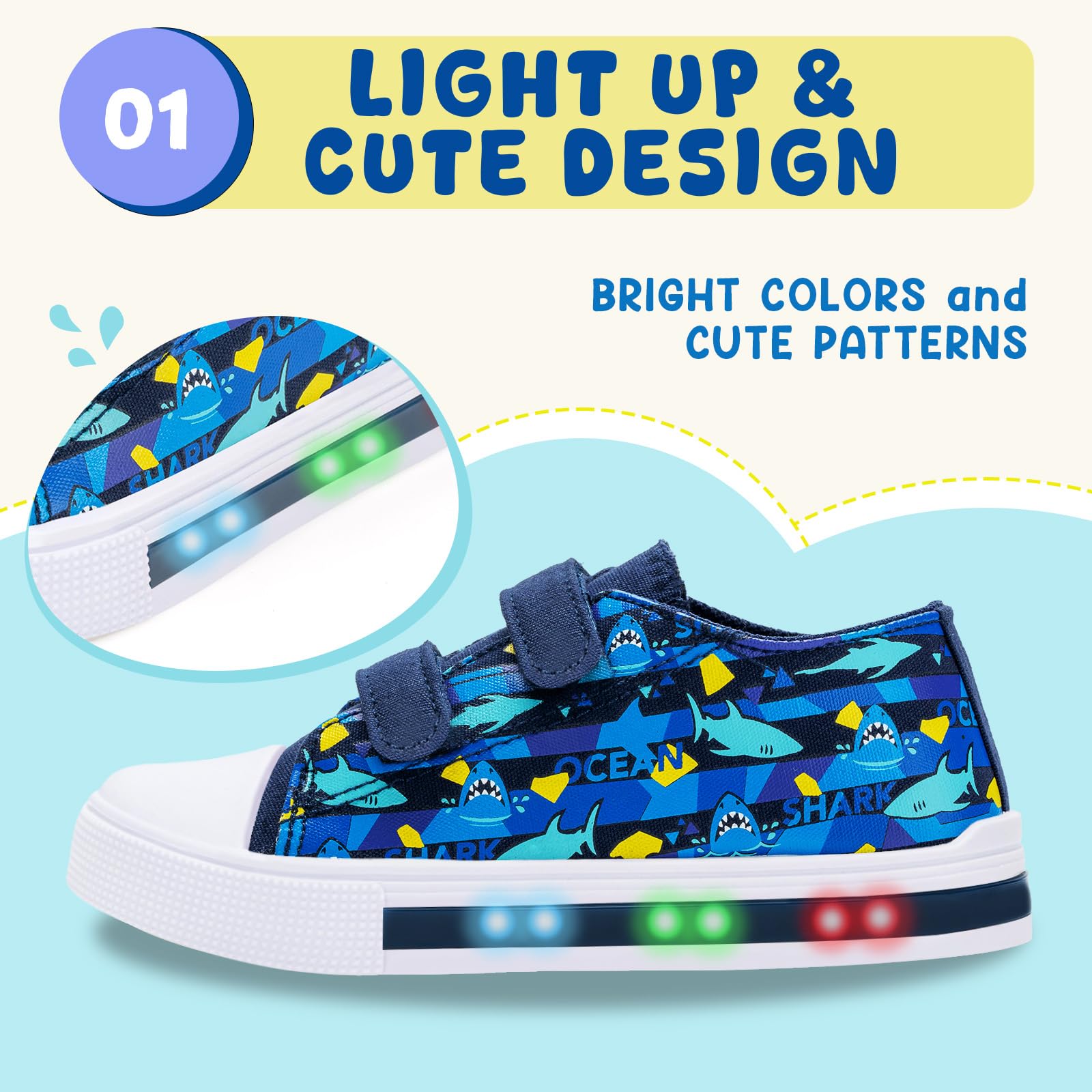 FUNCOO PLUS Zapatos iluminados para niñas y niños pequeños