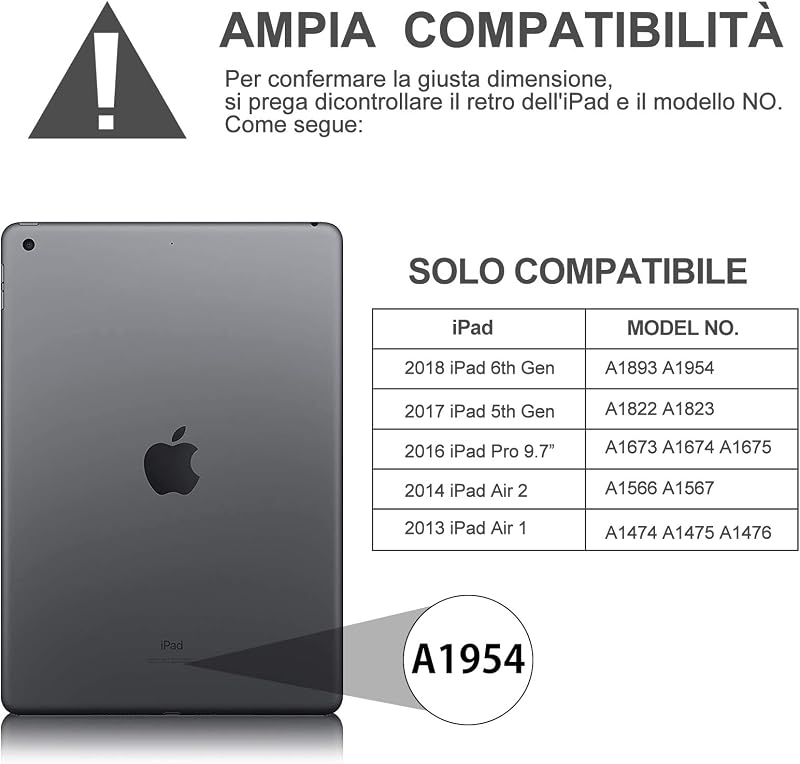 D DINGRICH iPad 9.7 Védőtok Leválasztható Világító Olasz Billentyűzettel Fekete