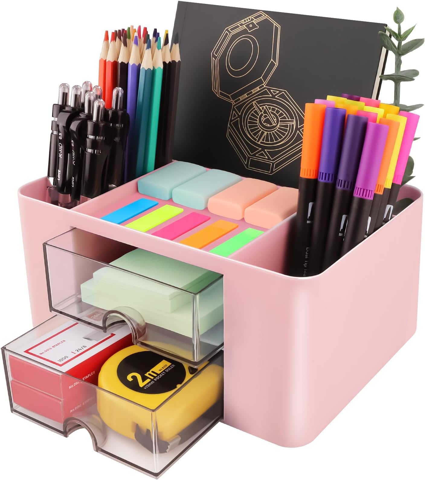 Duoly Desk Organiser, Multi-Use Desk Organiser Tidy Pen Holder,desk accessories,for School, Office, Home (pink)
