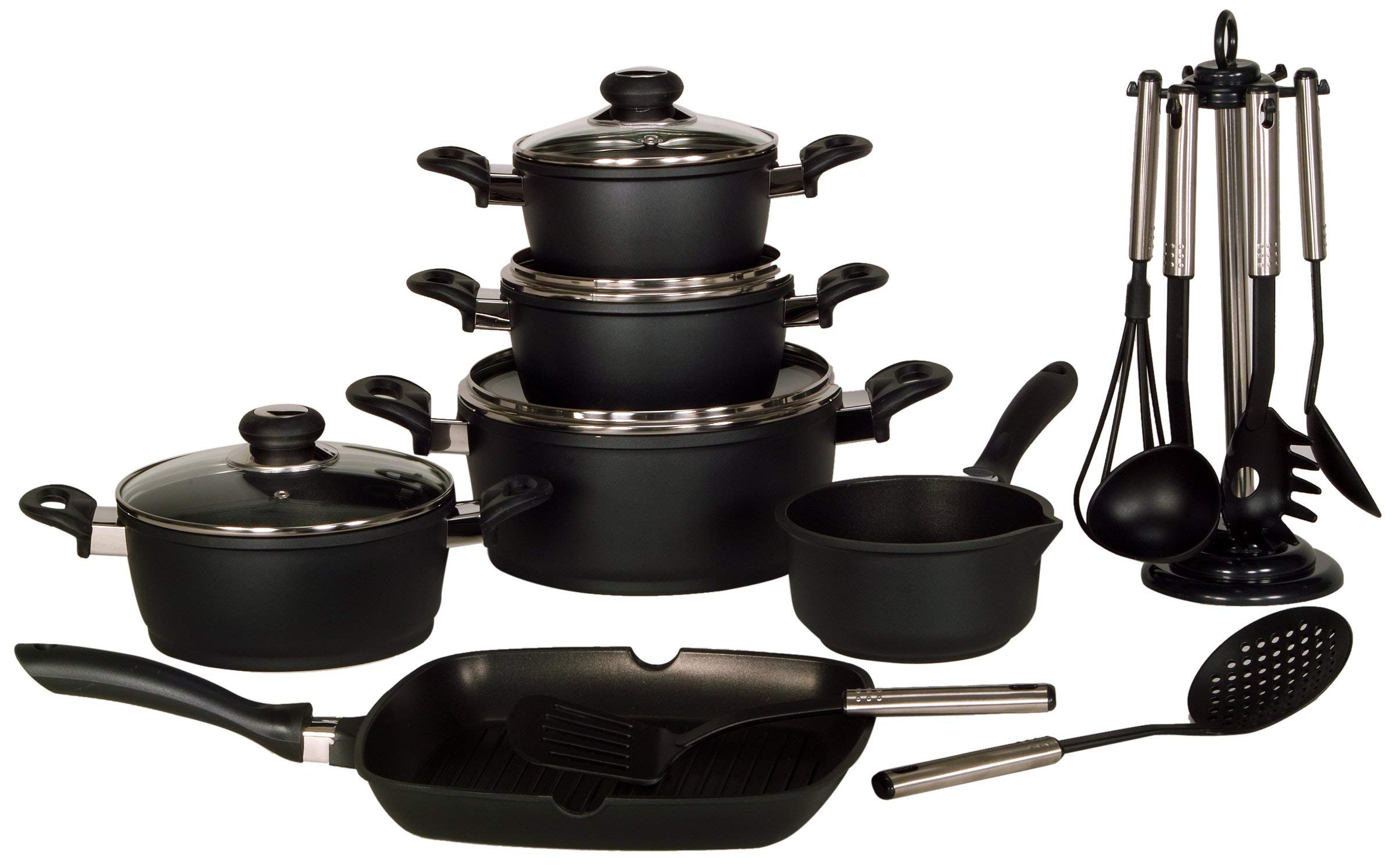 KRÜGER Karl 17/S Saucepan 28 cm 14 Litres Enamelled Cast Aluminium Black