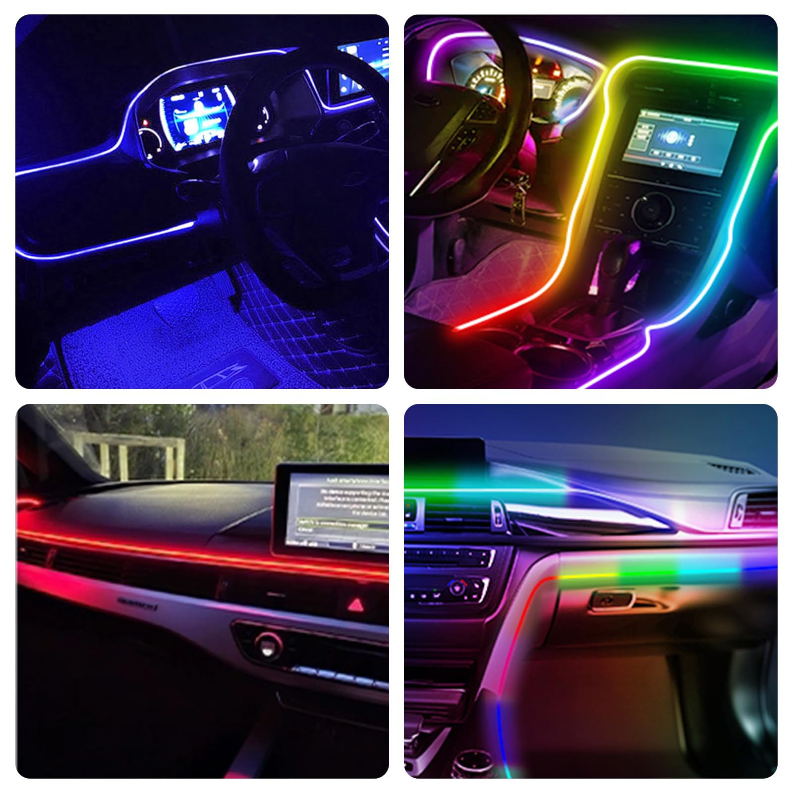 Favoto 4x12 LED Lumière de Voiture, Éclairage d'ambiance Intérieur de