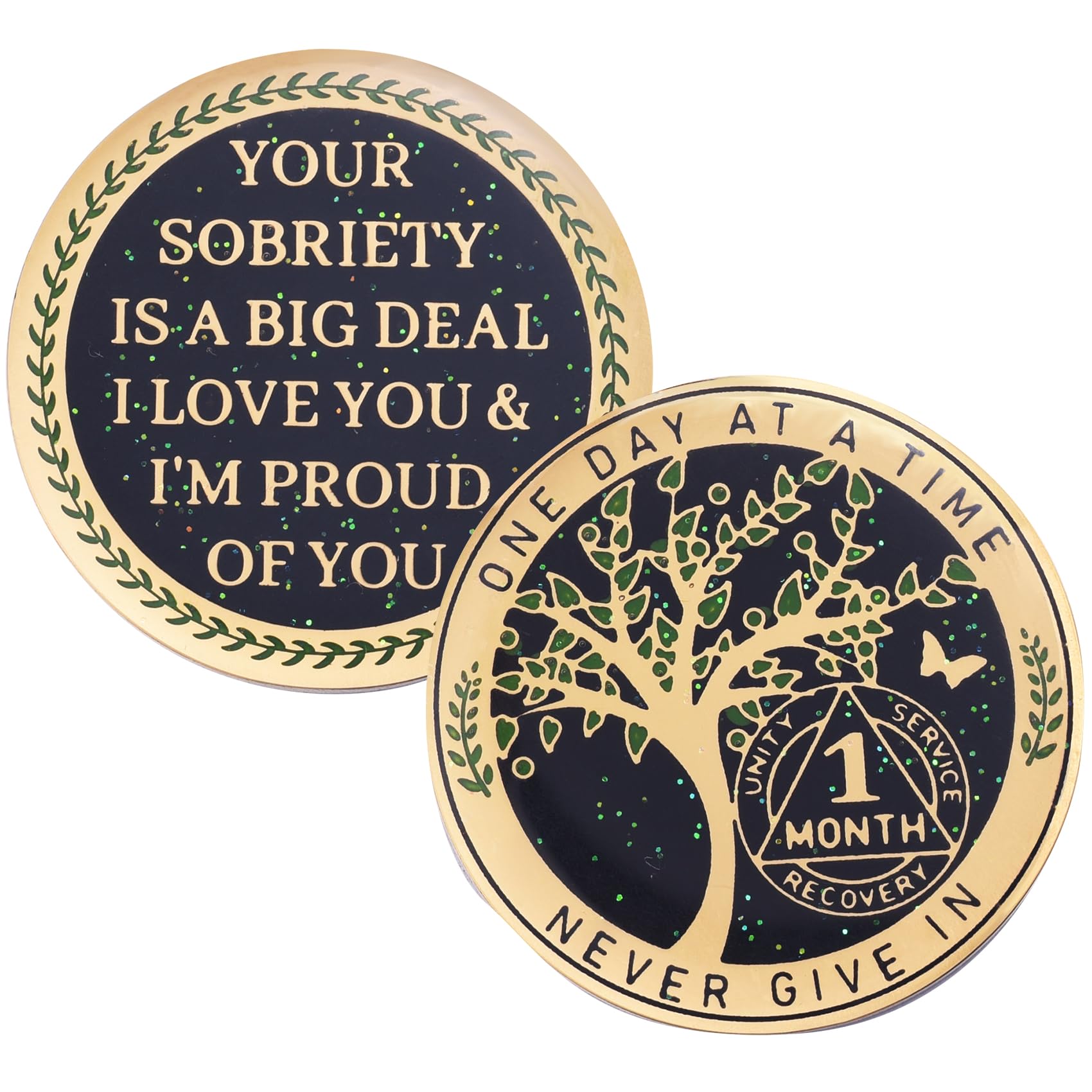 Pièce de monnaie de sobriété d'un mois - Jetons AA et médaillons - Arbre de vie - Jeton de 30 jours - Cadeau d'anniversaire de sobriété pour homme et femme - Cadeaux alcooliques anonymes