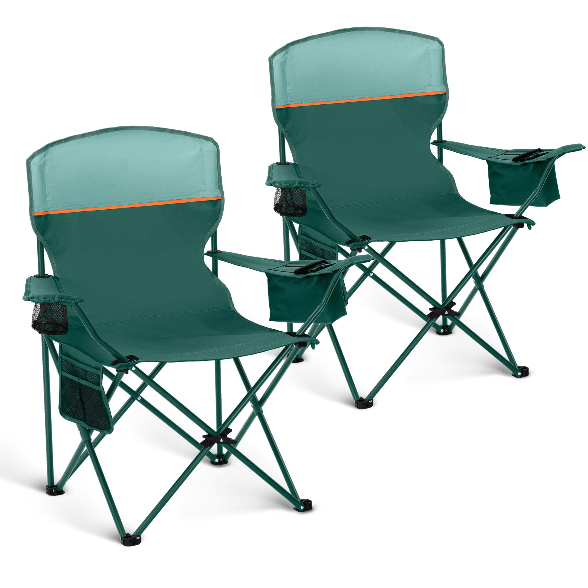 HIGH POINT SPORTS Campingstuhl Faltbar 2er Set bis 102kg Campingsessel Klappstuhl mit Getränkehaltern Faltstuhl Camping Angelstuhl Klappbar mit Armlehnen Outdoorstuhl