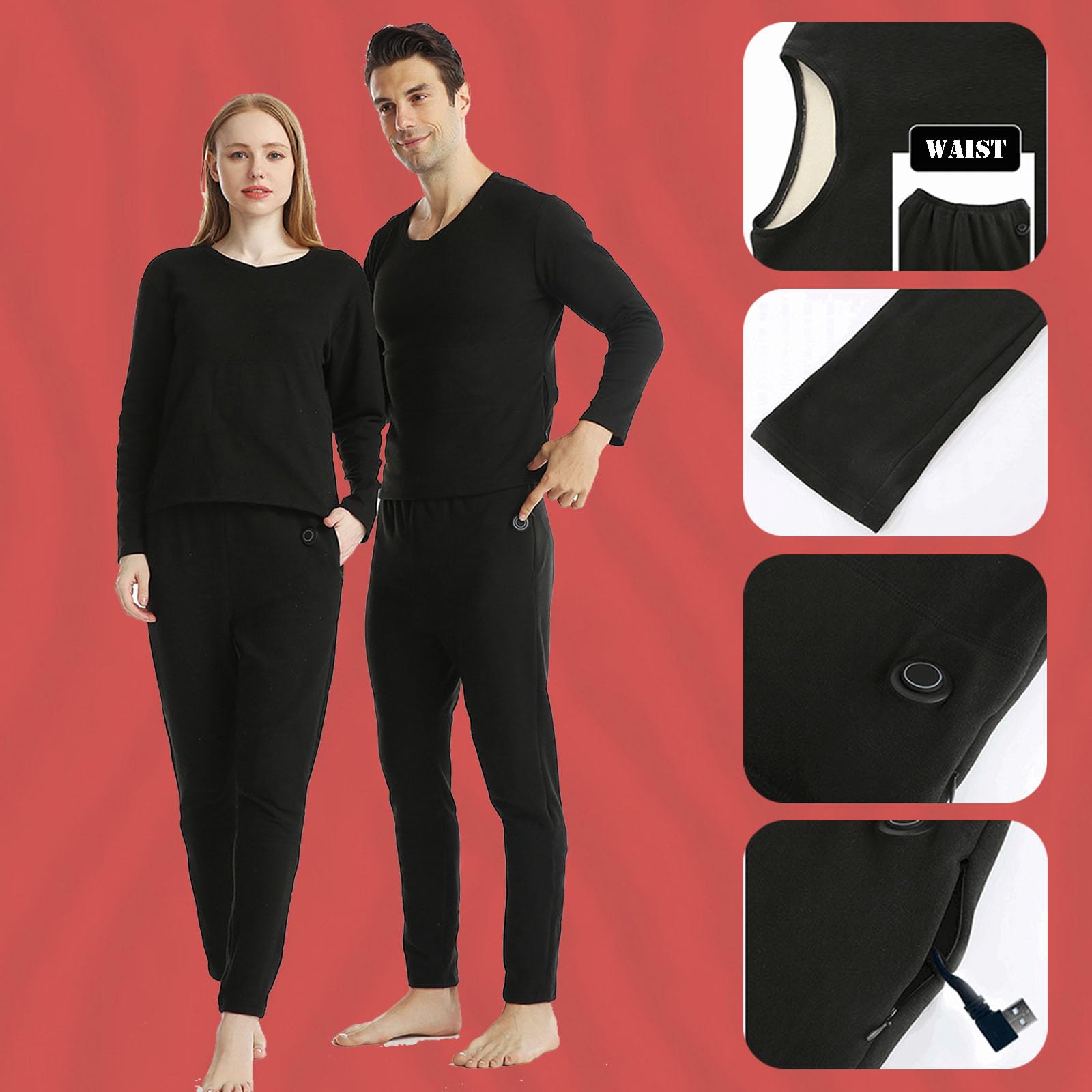 Beheiztes Unterwäsche-Thermo-Set Für Männer Und Frauen App-Gesteuert Wärmendes Thermo-Baselayer Für Kaltes Wetter