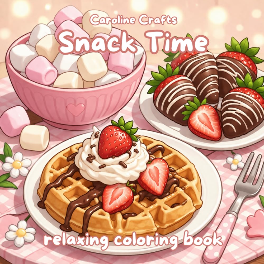 Snack Time Coloring Book for Kids and Adults | Cute Sweet Treats, Cozy Desserts, Kawaii Snacks, Cakes, Cookies, Strawberries and Relaxing Food ... Cakes, Cookies, Drinks and Relaxing Food