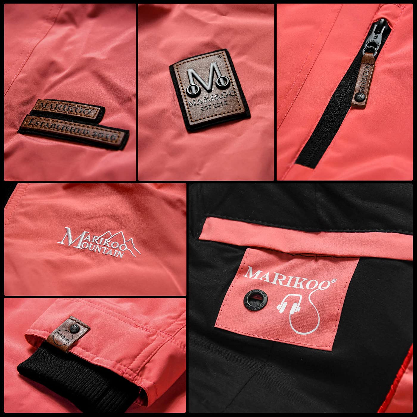 MARIKOO B862 Veste de mi-saison pour femme, légèrement doublée, à capuche