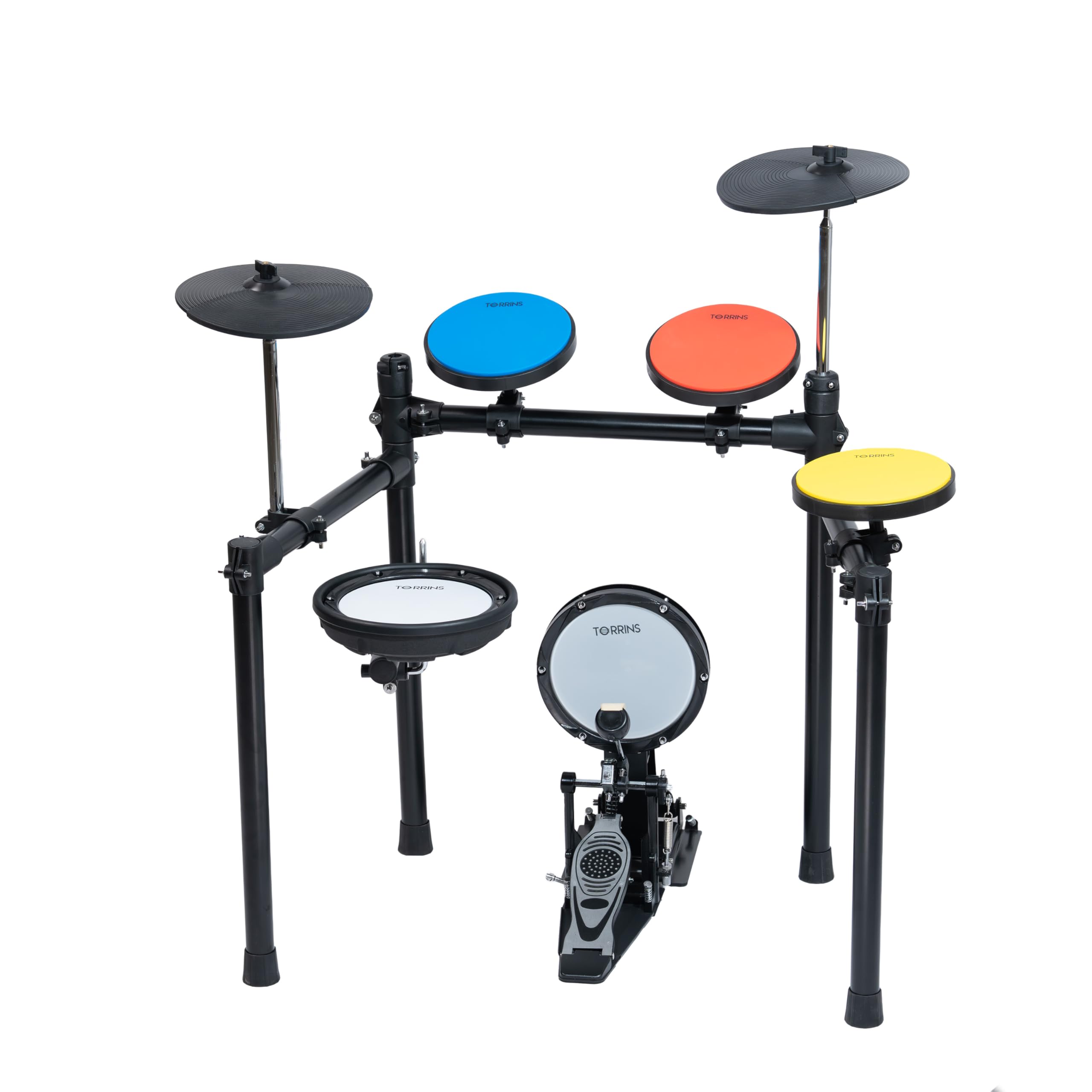 Silent Practice Drum Kit with Mesh Snare Head & Reinforced Edge Pads for Beginners & Home Practice – Pro | 4 Color-Coded Mute Pads, Muted Hi-Hat & Cymbal | Includes Kickpad, Pedal & Drum Rack-picture-22