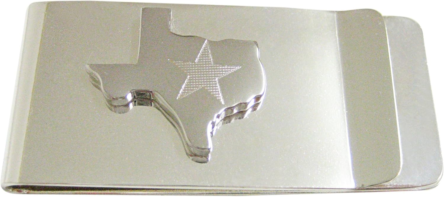 Texas State Map Shape and Flag Design Money Clip
