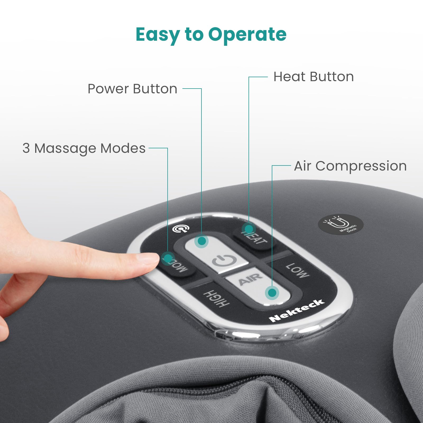 Nekteck Masseur Pieds avec Chaleur, Masseur Shiatsu pour La Fasciite Plantaire avec Télécommande, Massage par Pétrissage Profond et Compression D'Air pour Pieds, Cadeaux pour Hommes Femmes