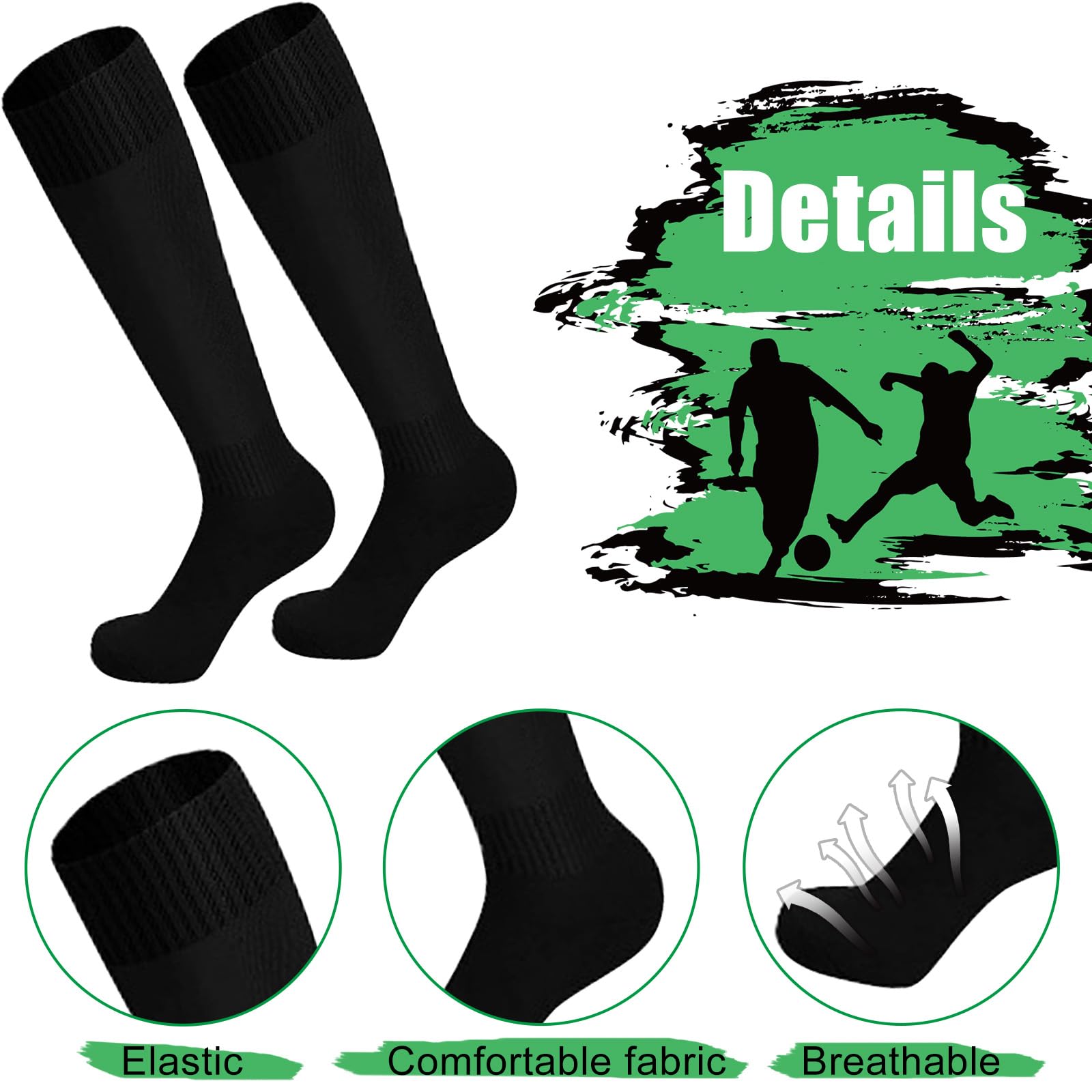 4 Paia Calzettoni Calcio Bambino, Ragazzi e Ragazze Lunghi Calze Grip Calcio, Traspiranti Elastiche Sportivi Allenamento Calze, Sportivi Lunghi Calze per Rugby, Hockey, Corsa,5-12 Anni