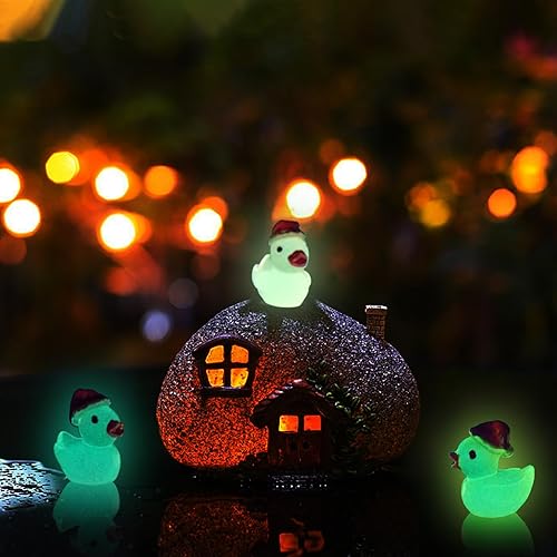 Miniatura 7 de 35 piezas de pequeños patos de resina luminosos mini patos de Navidad, figuras de jardín, hadas, pequeños patos en miniatura que brillan en la