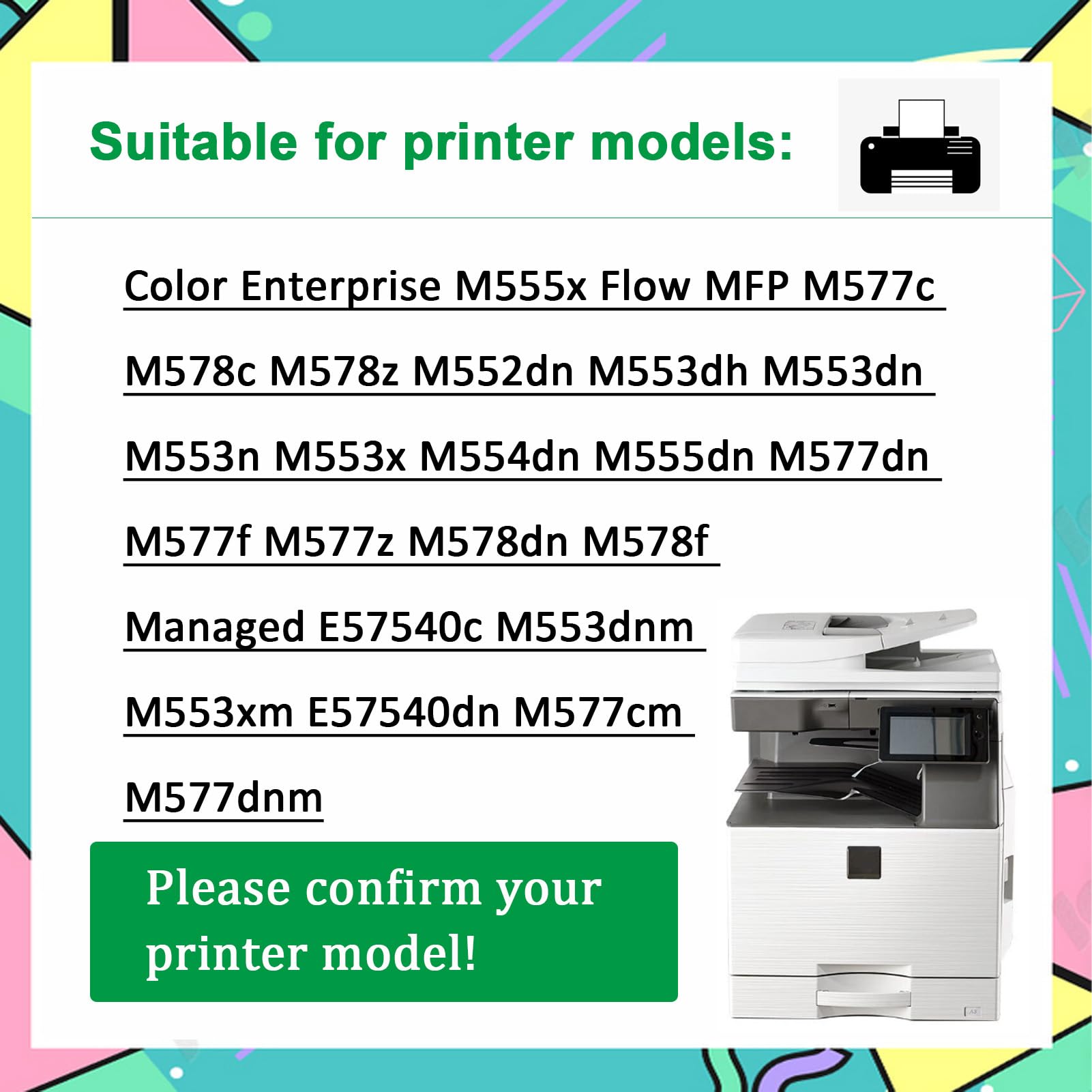 Cartouche Toner Compatible HP B5L37A pour M555x M577c M578c M553dn M553x M554dn M577dn M577f M577z M578dn E57540c E57540dn 1-Pack