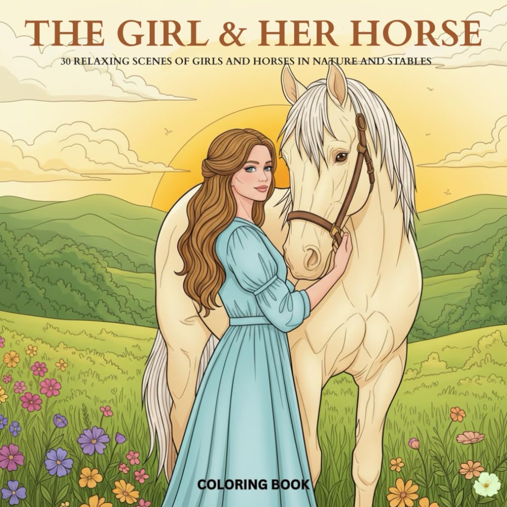 The Girl & Her Horse: 30 Relaxing Scenes of Girls and Horses in Nature and Stables for stress relief