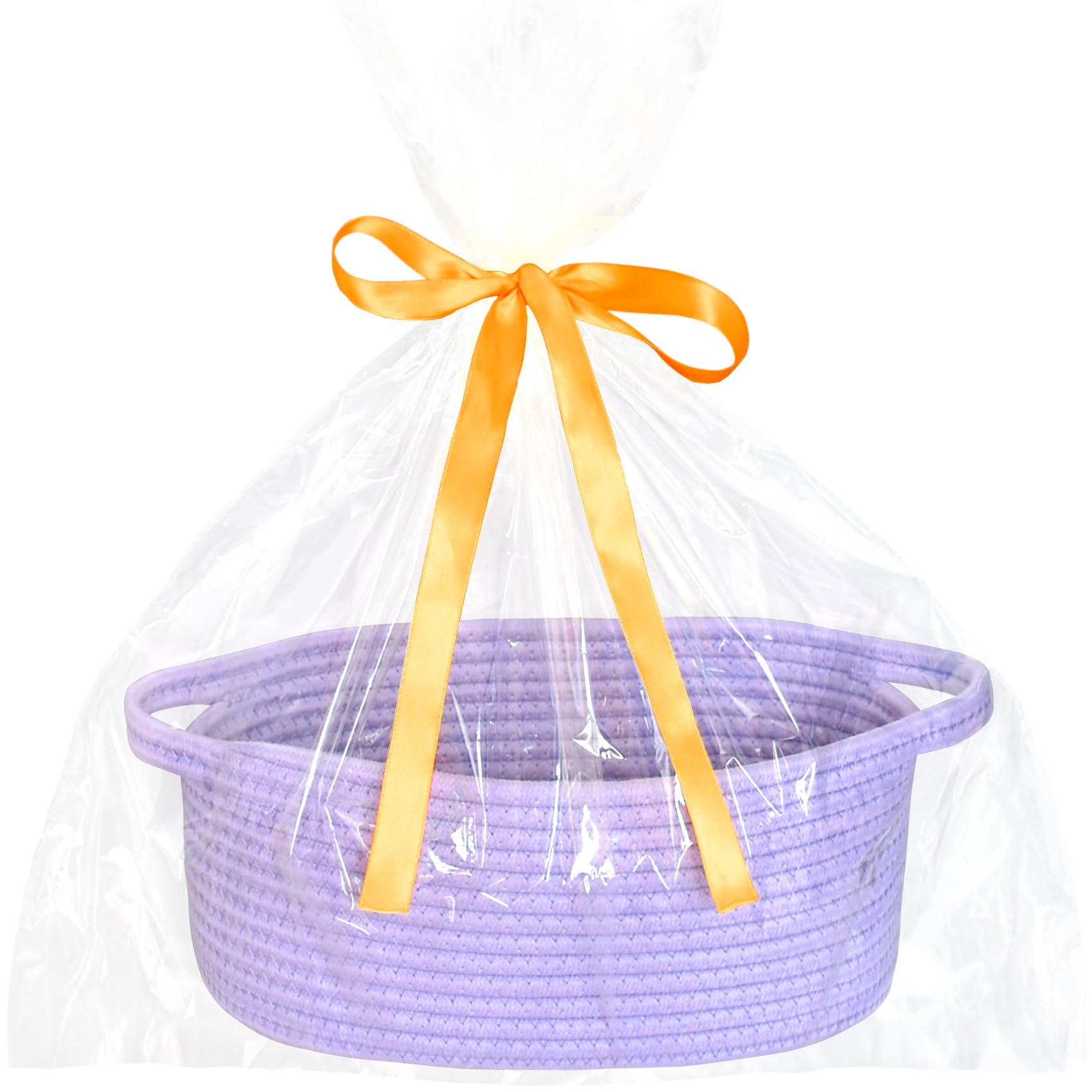 ABenkle Small Basket with Gift Bags and Ribbons, Empty Gift Baskets for Mother's Day, Decorative Boho Rope Woven Nursery Storage Organizer Toy Baskets