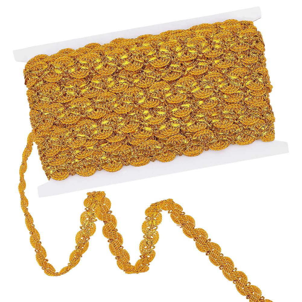 18.3m Bordure Tressée Métallique Argentée 15mm - Ruban Dentelle Ondulé Pour Couture DIY Vêtements Rideaux