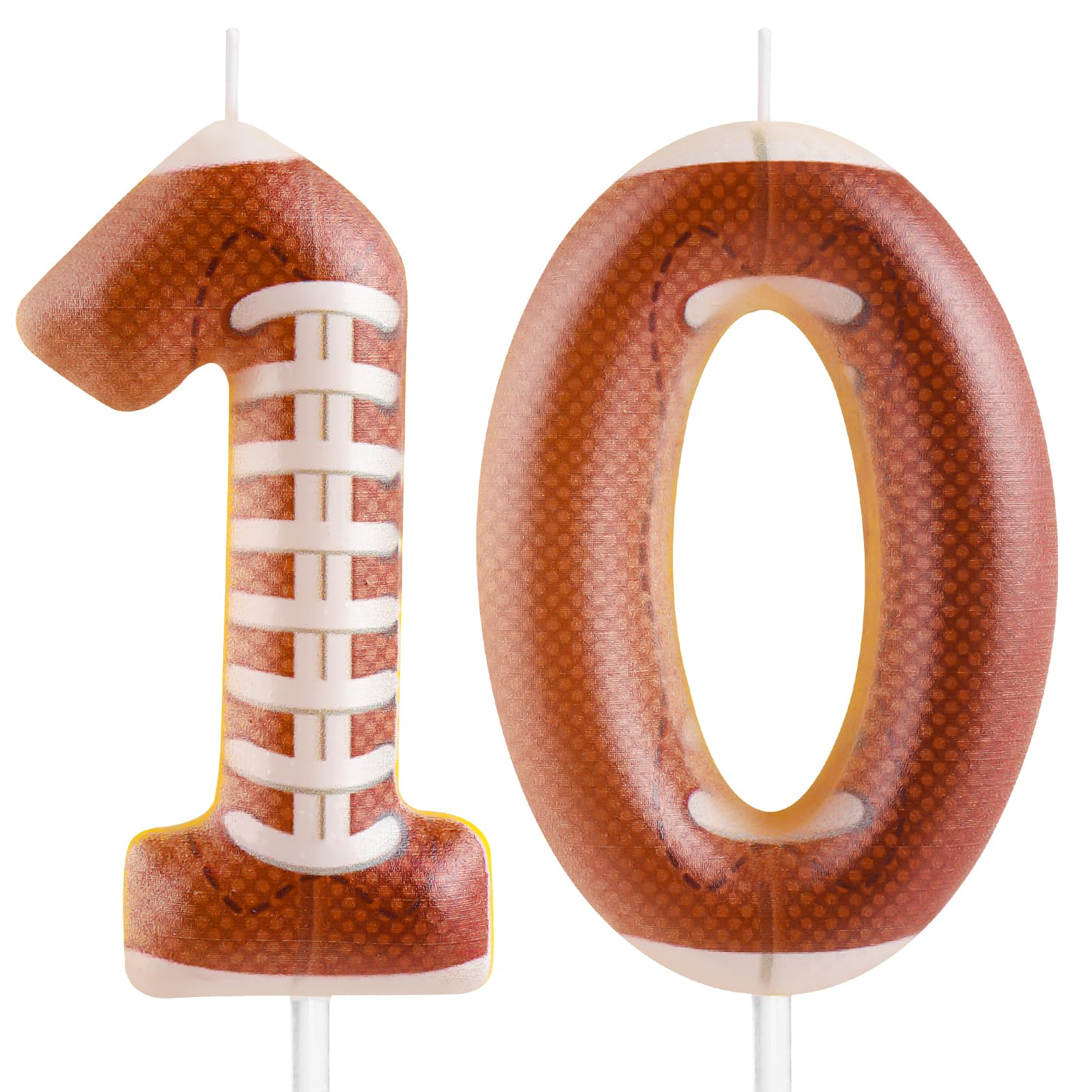 Cxryrzhe Football 10th Birthday Candle Number 10, Football Themed Cake Topper Decoration for Kids Boy Girl Tailgate Party Supplies