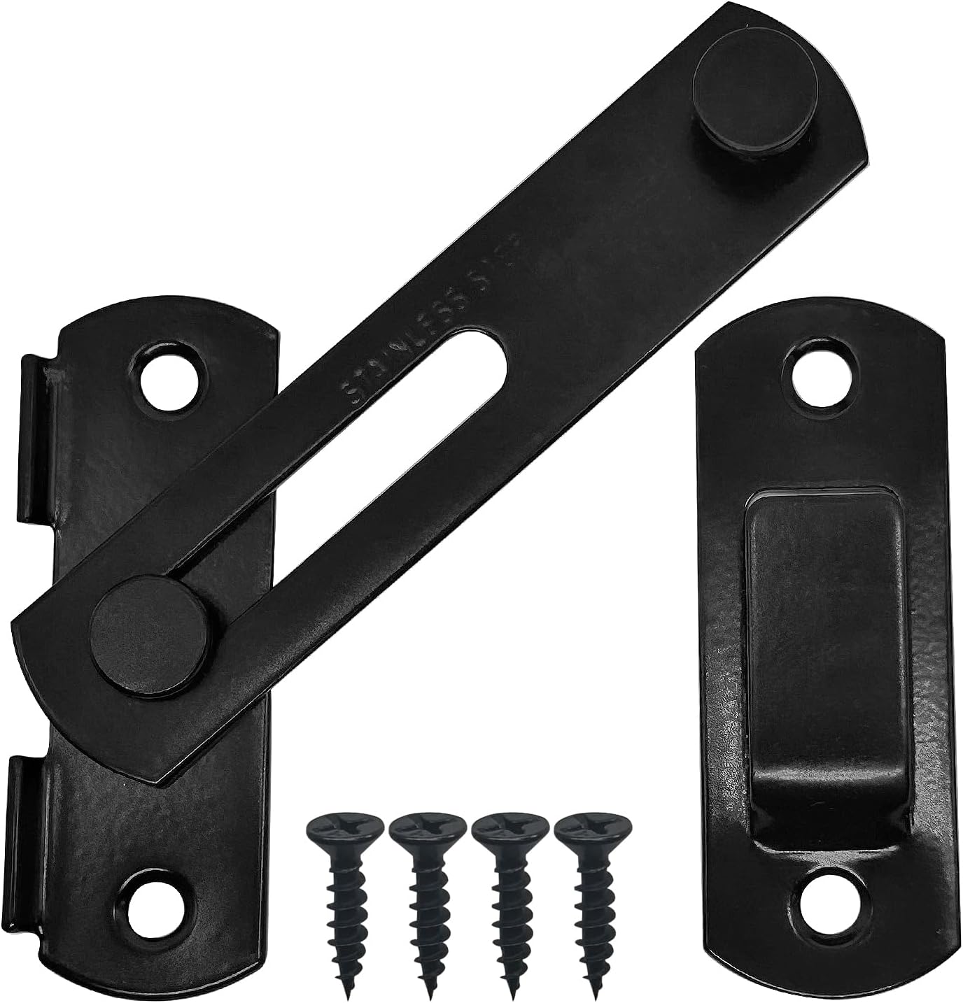 2 Set 4" Gate Latches Safety Door Lock for Barn Door, Stainless Steel Farm Flip Gate Latch,Black