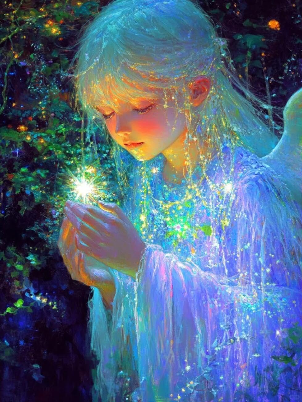 Henypt Cross Stitch Kits Angel Woman DIY Needlepoint Set for Beginners The Elderly with Accessories Home & Leisure/Gifts 14CT 80x100cm