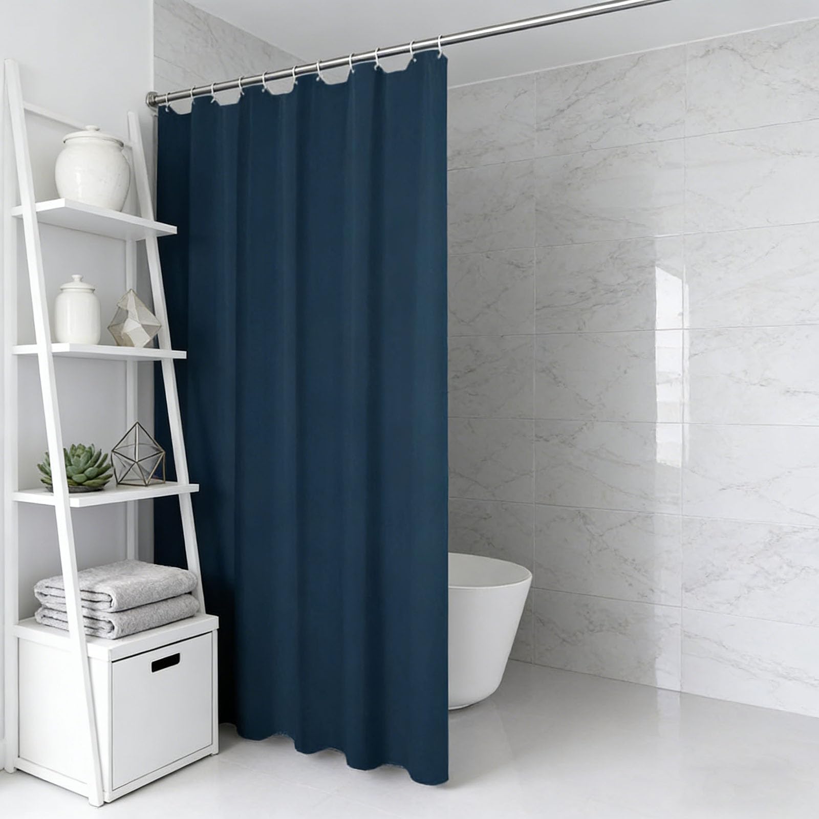 Rideaux de douche bleu foncé 60x120 pour une ambiance spa relaxante dans votre baignoire