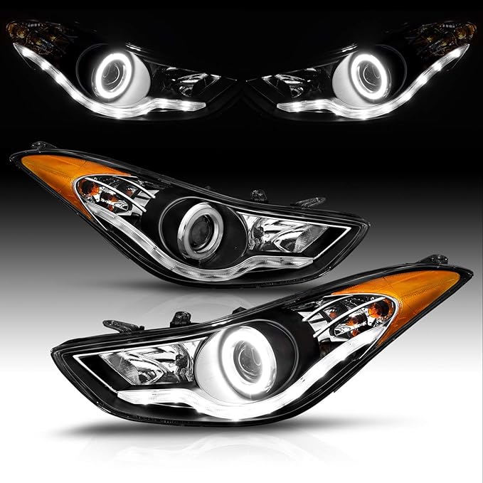 AmeriLite Xtreme LED Halo Projector Halogen Headlights Set