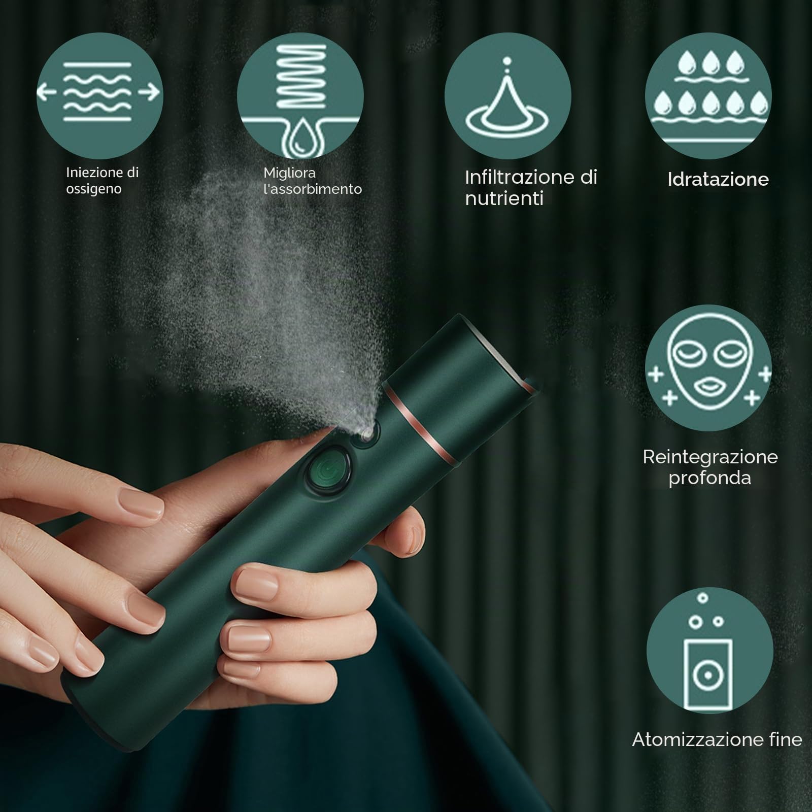 Elitzia Nebulizzatore nano facciale portatile dell'ossigeno per l'idratazione Anti-invecchiamento