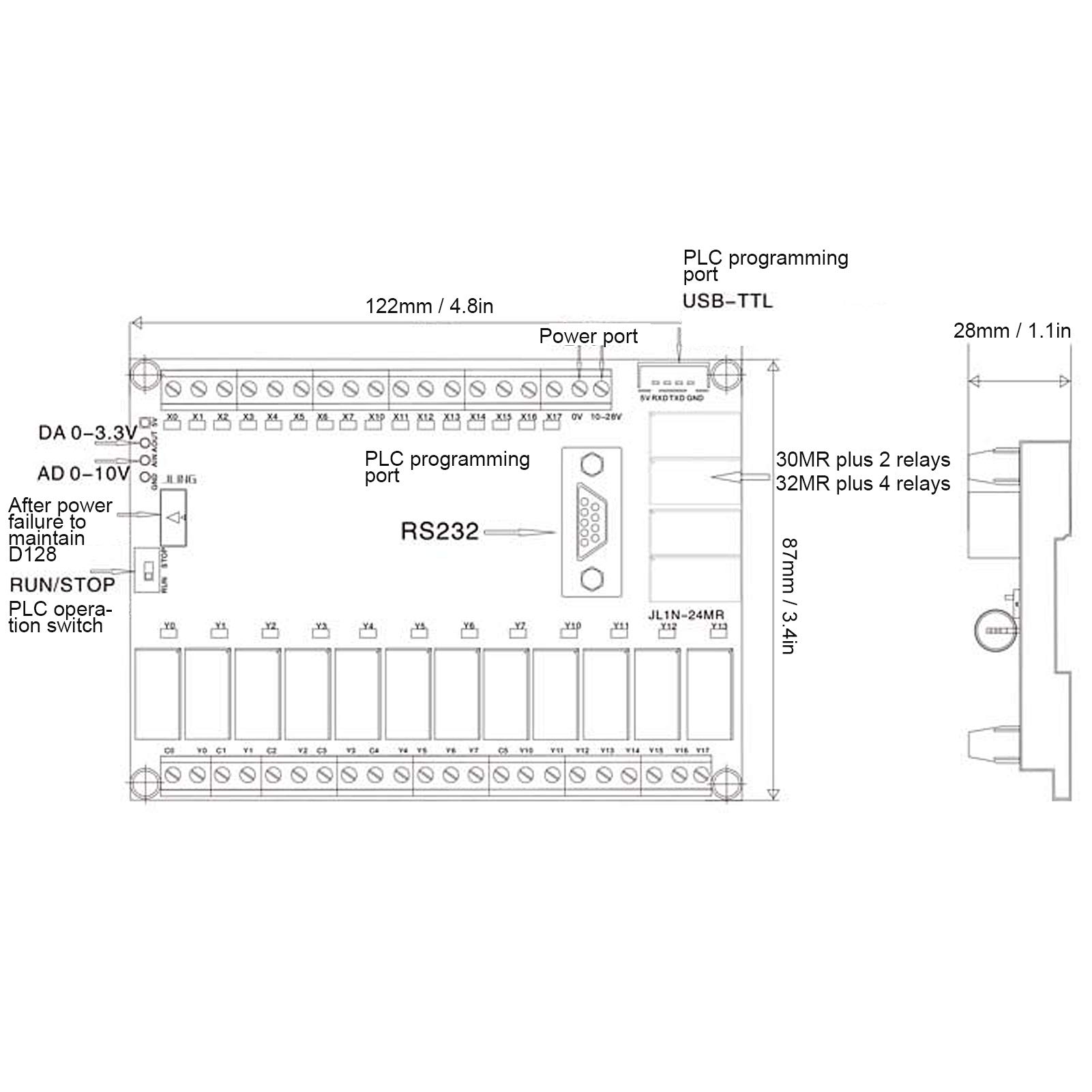 Cryfokt Płyta Sterująca PLC, Programowalny Sterownik Logiczny FX1N 24MR DC24V z Wejściem Analogowym i Szybkim Wyjściem Impulsowym, Przekaźnik z Analogiem do Automatyki Przemysłowej i