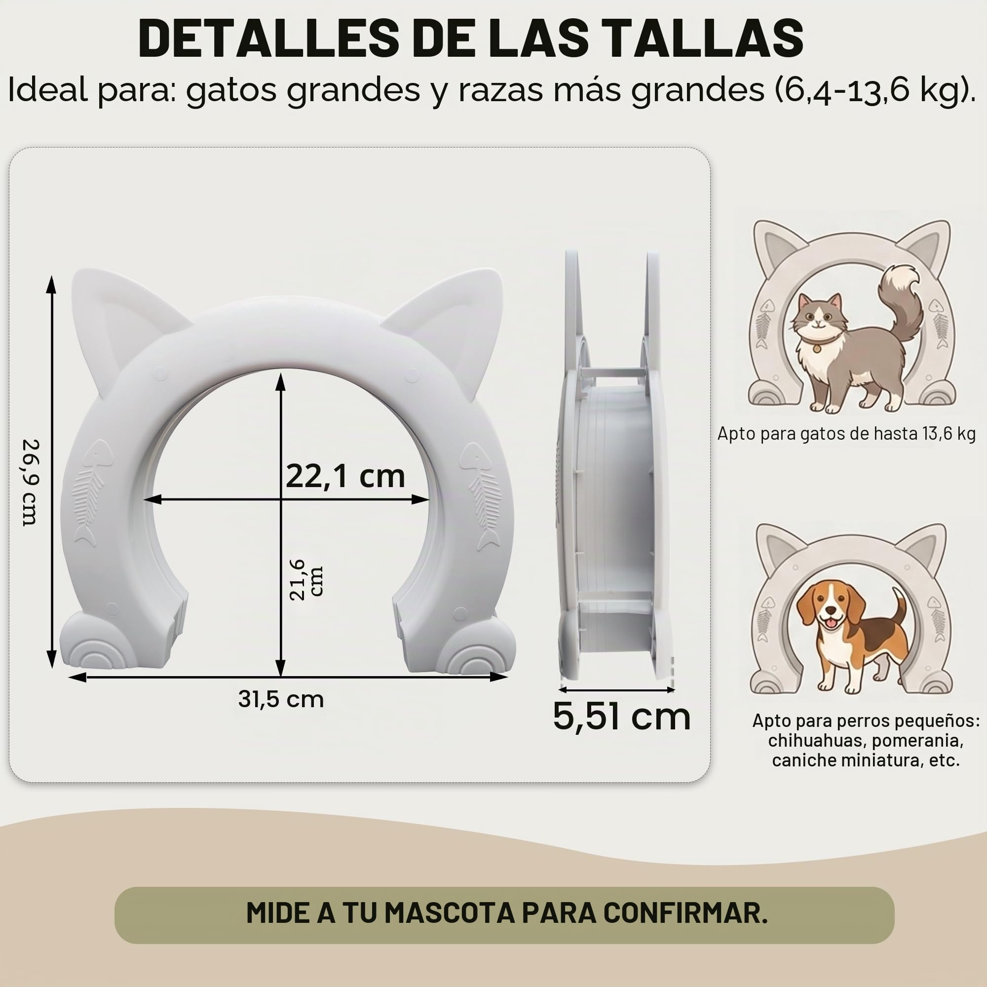 Wordcam Puerta interior grande para gatos, puerta interior XL para gatos, puertas para mascotas para gatos, gatitos y perros pequeños (blanco)