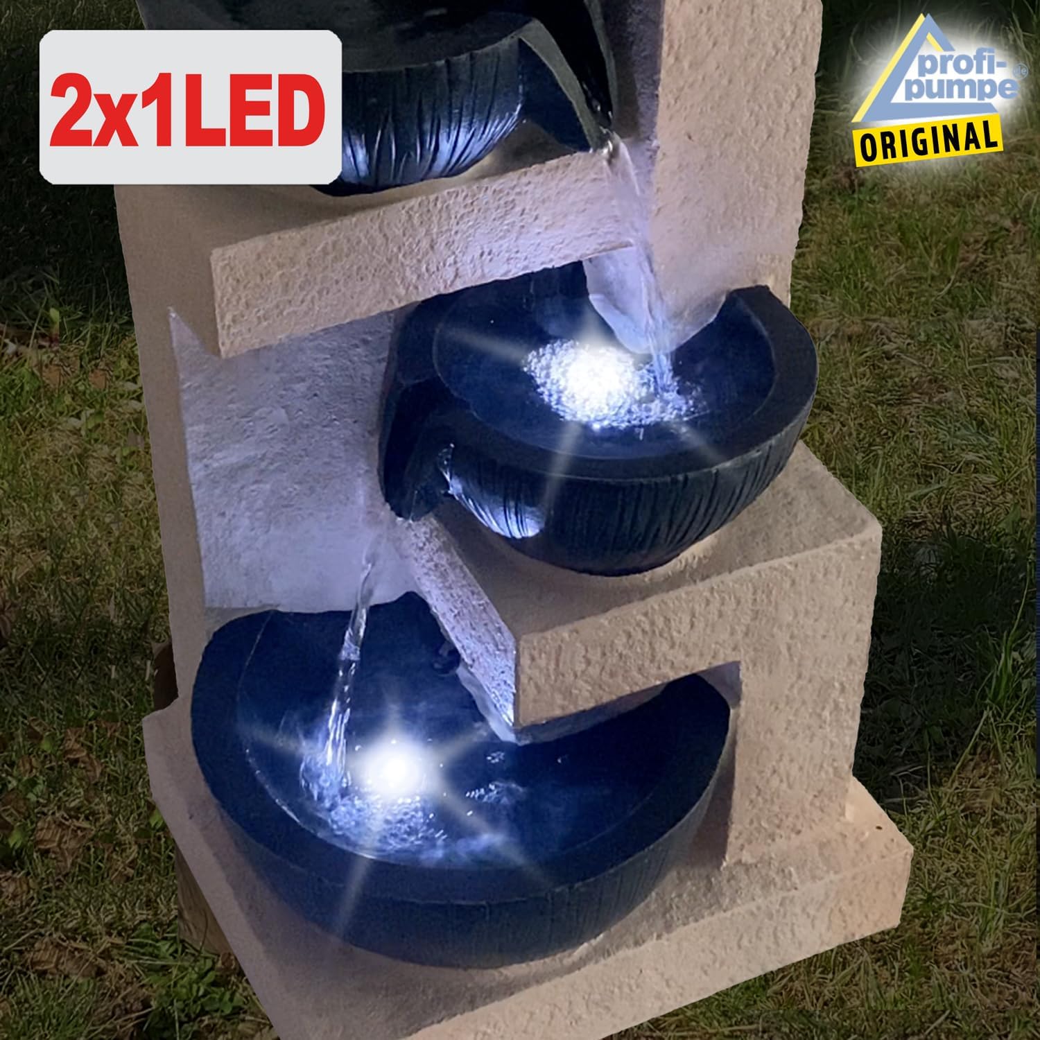 Fontana solare da giardino, fontana solare con luce a LED, fontana decorativa, lampada da giardino, pompa per terrazzo, balcone, con pompe (fontana solare a cascata con luce a LED)