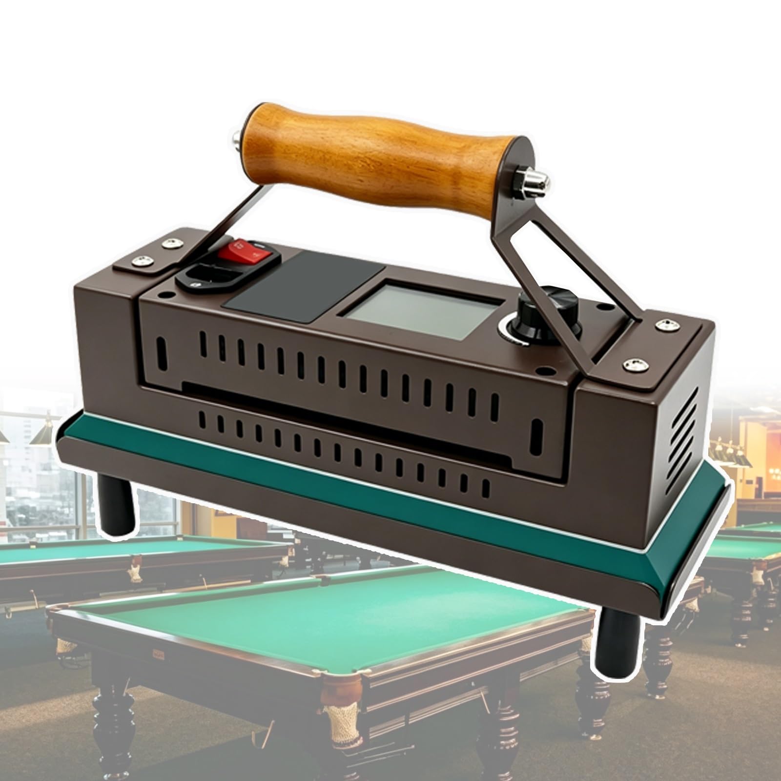BOOZXCV Snooker, Pool Table Cloth Iron with Digital Display, 300mm Thermal Maintenance Device Featuring Overheat Protection, Insulated Top, Protective Tray, for Felt Maintenance