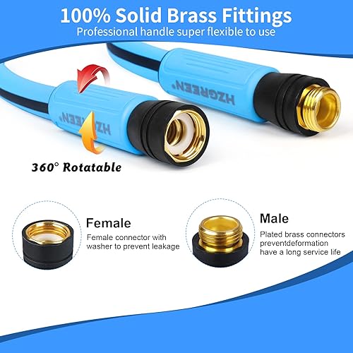 Miniatura 3 de Manguera de jardín de 58 pulgadas x 150 pies, manguera de agua resistente 450B.P, equipo de riego para césped y jardín, accesorios de latón macizo
