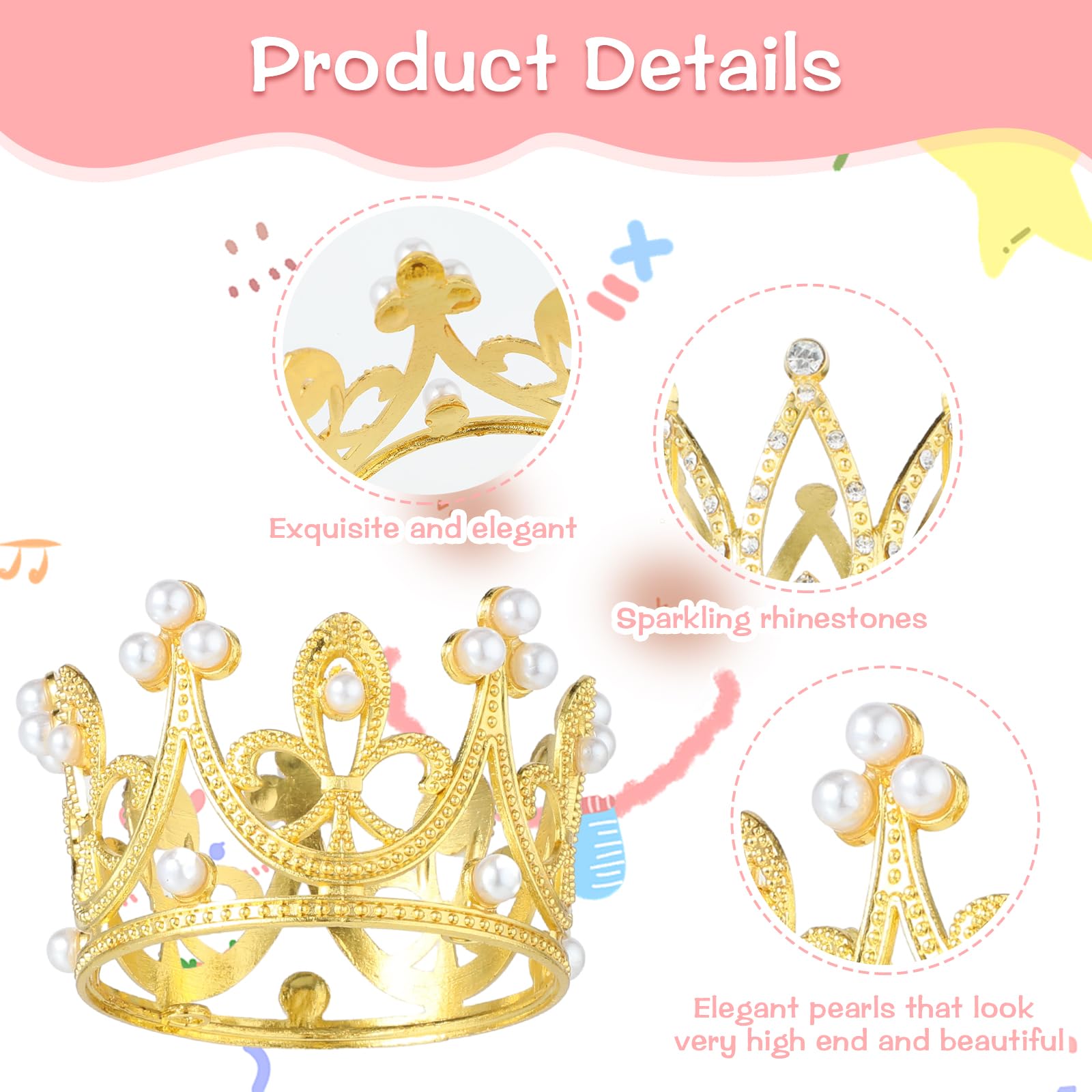 Amazon.com: 6 piezas de corona dorada y plateada, mini  display picture 2
