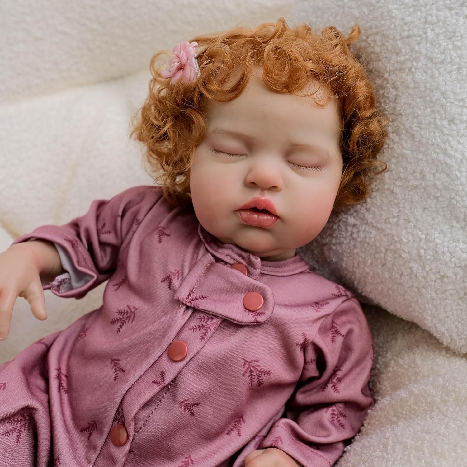 Realistyczne lalki Reborn Baby Dolls tkanina, kręcone, brązowe włosy, prawdziwe życie, pełne winylowe kończyny, lalki dla niemowląt, realistyczne lalki noworodka, lalka Reborn, zabawka