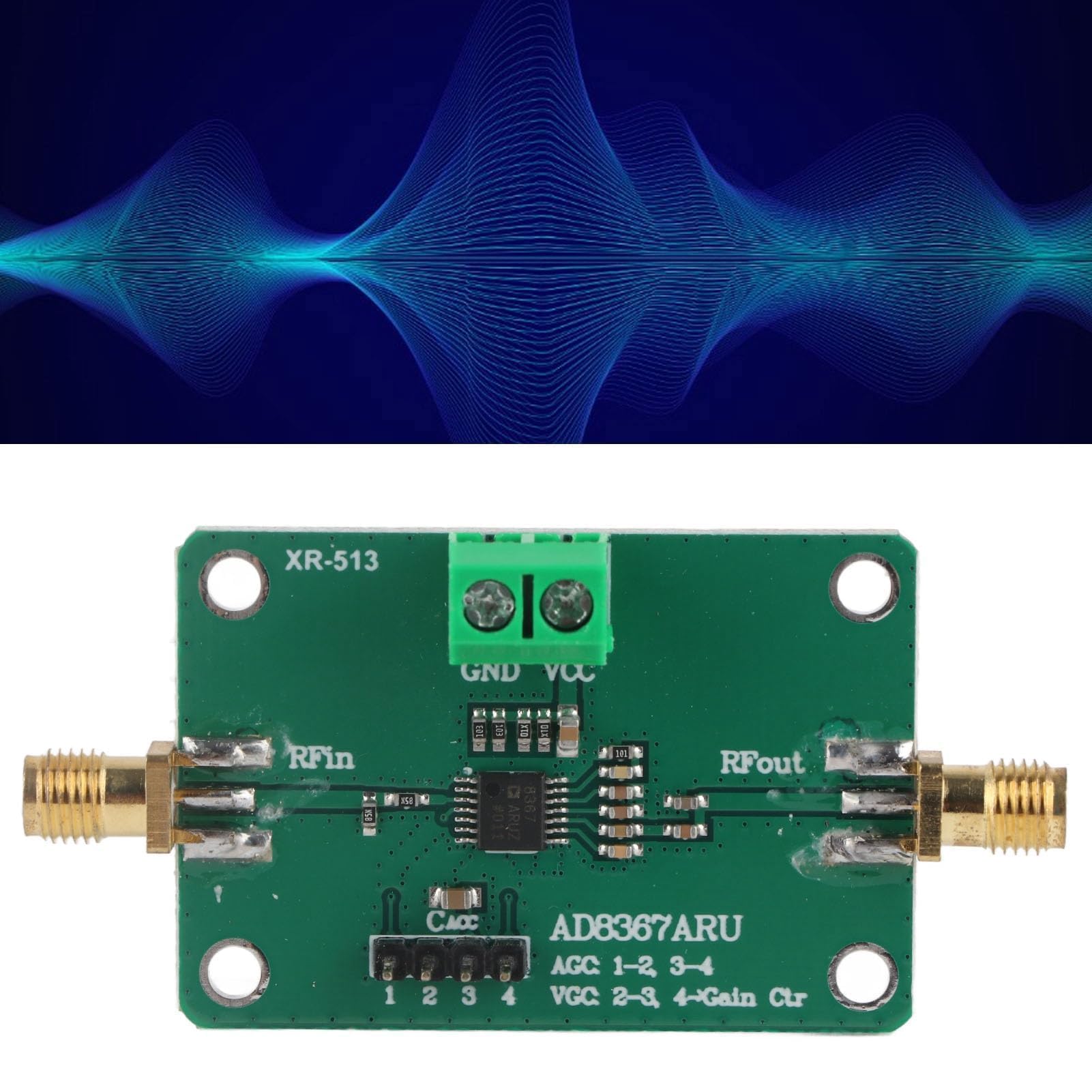 Amplificatore IF, Amplificatore a frequenza intermedia,Guadagno automatico 45 dB Controllo PCB Amplificatore IF da 0,1 a 500 MHz banda larga a radiofrequenza basso rumore per ricevitore 2,7-5,5 V