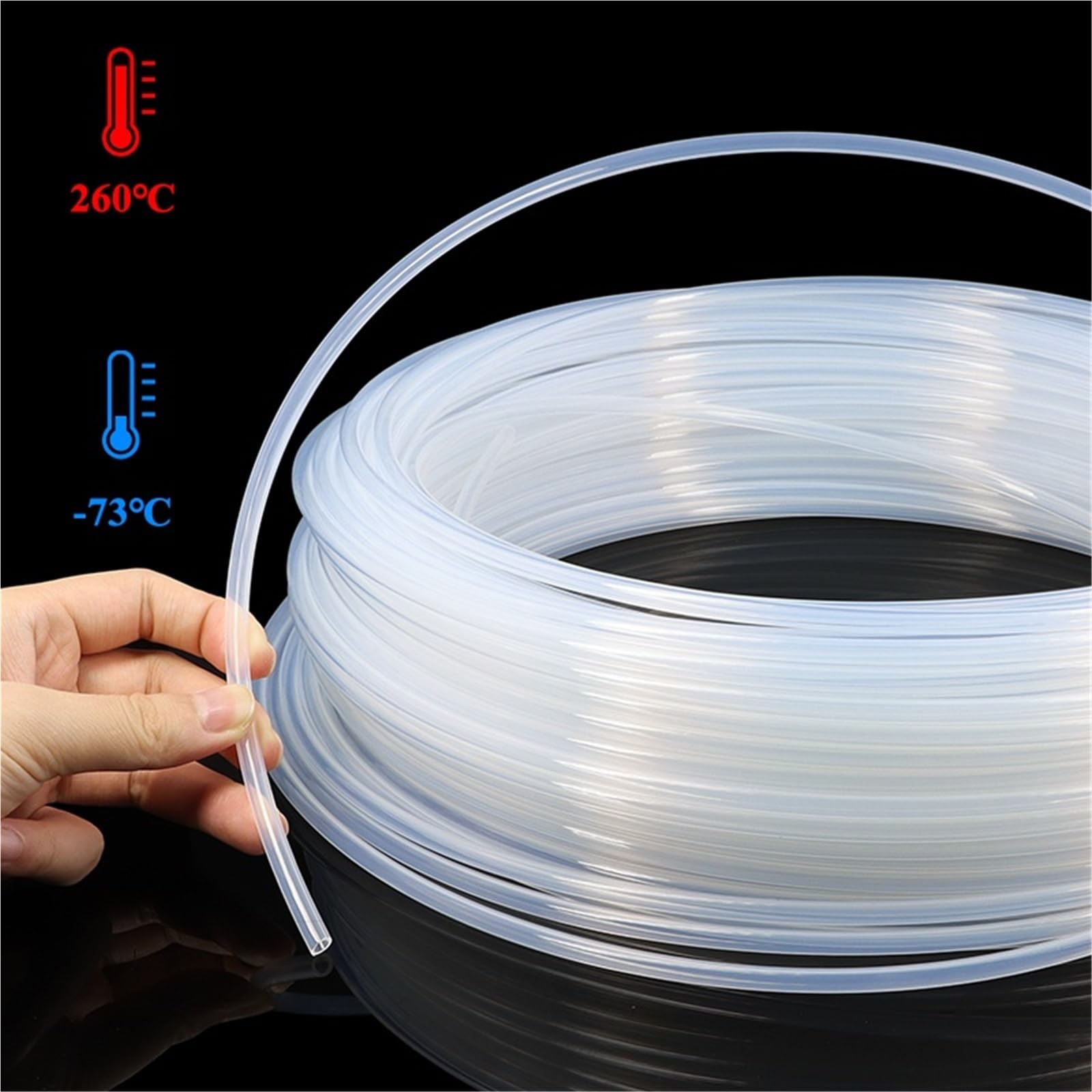 PTFE Tubo Piezas de conexión de impresora 3D de tubo rígido con cabezal en J de extrusora aislada FEP | 1/2/3/4/5/6/7/8/9/10 mm Alta temperatura(5 meters,ID 2mm x OD 3.0mm)