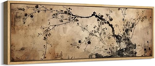 Miniatura 77 de MUDECOR Lienzo enmarcado extra grande para pared, tonos neutros suaves, naturaleza, vida silvestre, antiguo, retro, bellas ilustraciones,