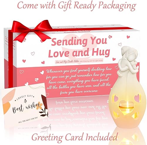 Miniatura 7 de Hug Statue Thinking of You Regalos para mujeres, portavelas LED sin llama de poliresina, regalo de aliento y aliento para hermana, cumpleaños,