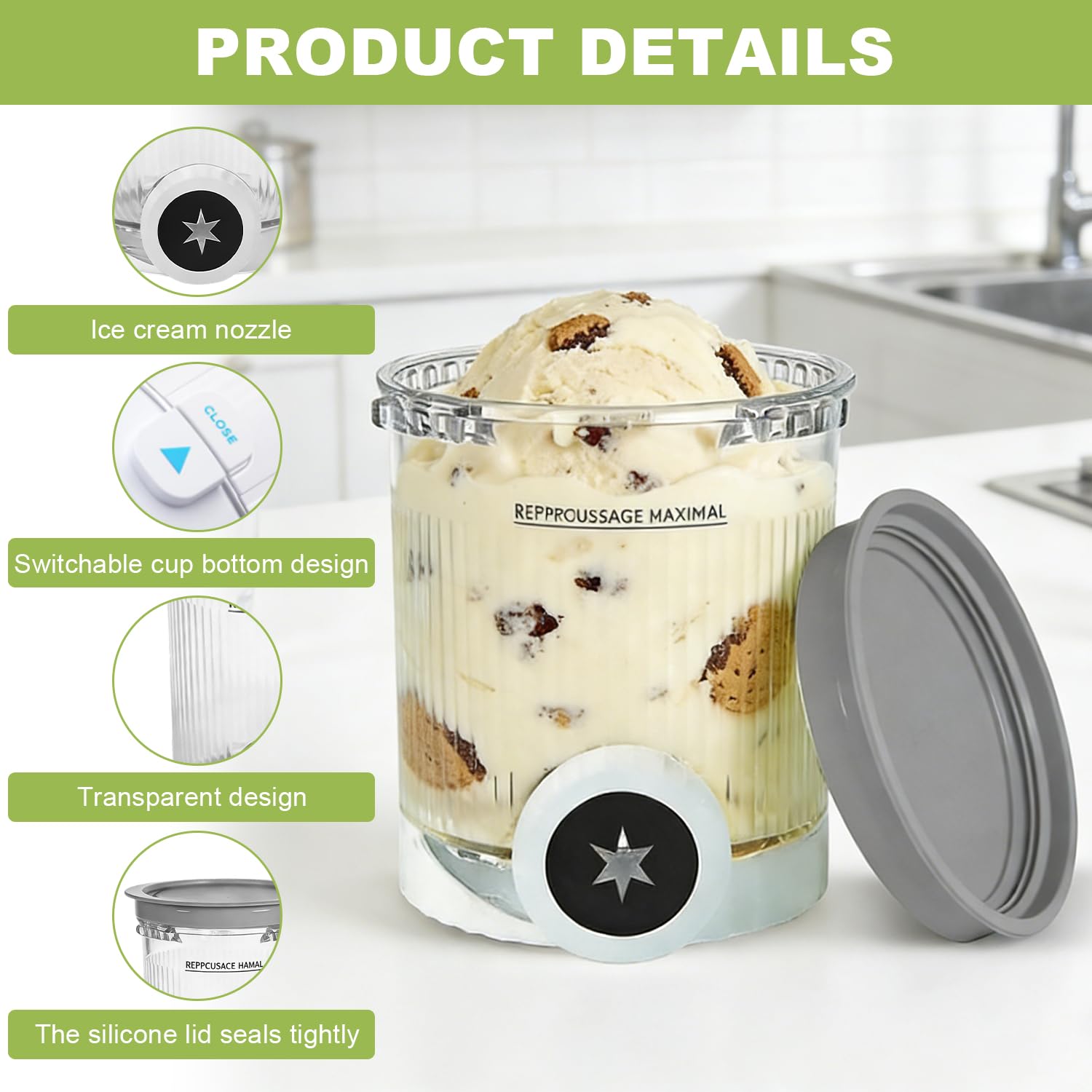 4 contenitori per ghiaccio Ninja Swirl Creami da 500 ml per ninja Creami NC701 & NC700 serie Gelatiere, contenitori per gelato con Swirl compatibile Ninja Gelatiera, senza BPA e lavabile in