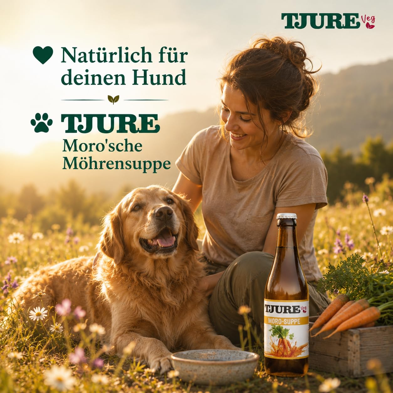 Tjure Morosche Karottensuppe Hund & Katze | 10+2 320 ml Aktion | Schonkost für besondere Phasen | Moro Suppe für Hunde aus Wasser, Karotten & Meersalz | Ohne Zusatzstoffe | Made in Germany
