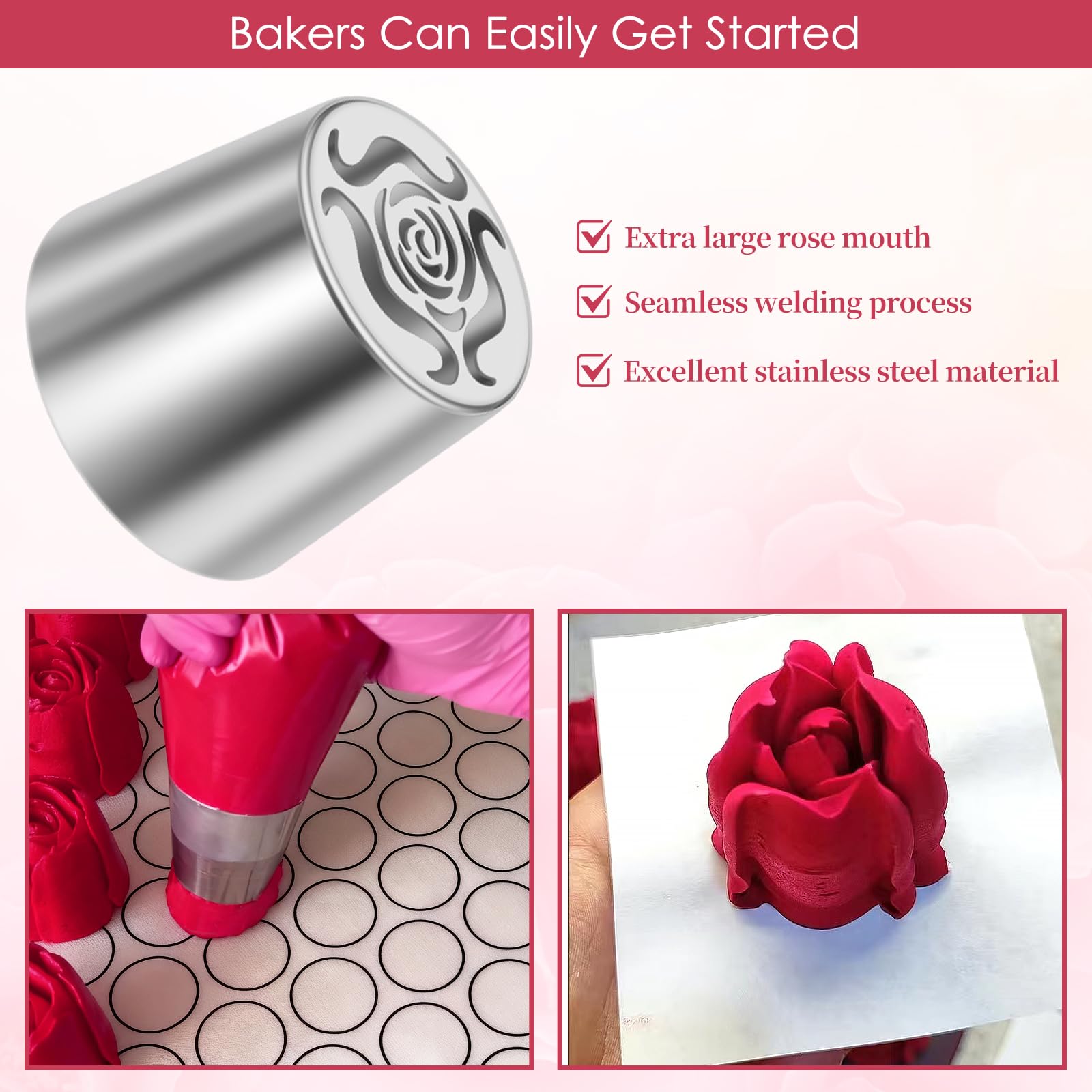 6 beccucci a forma di fiori grandi, in acciaio inox, riutilizzabili, set di beccucci russi per sac à poche per pasticceria, decorazione di cupcake, torte, macaron