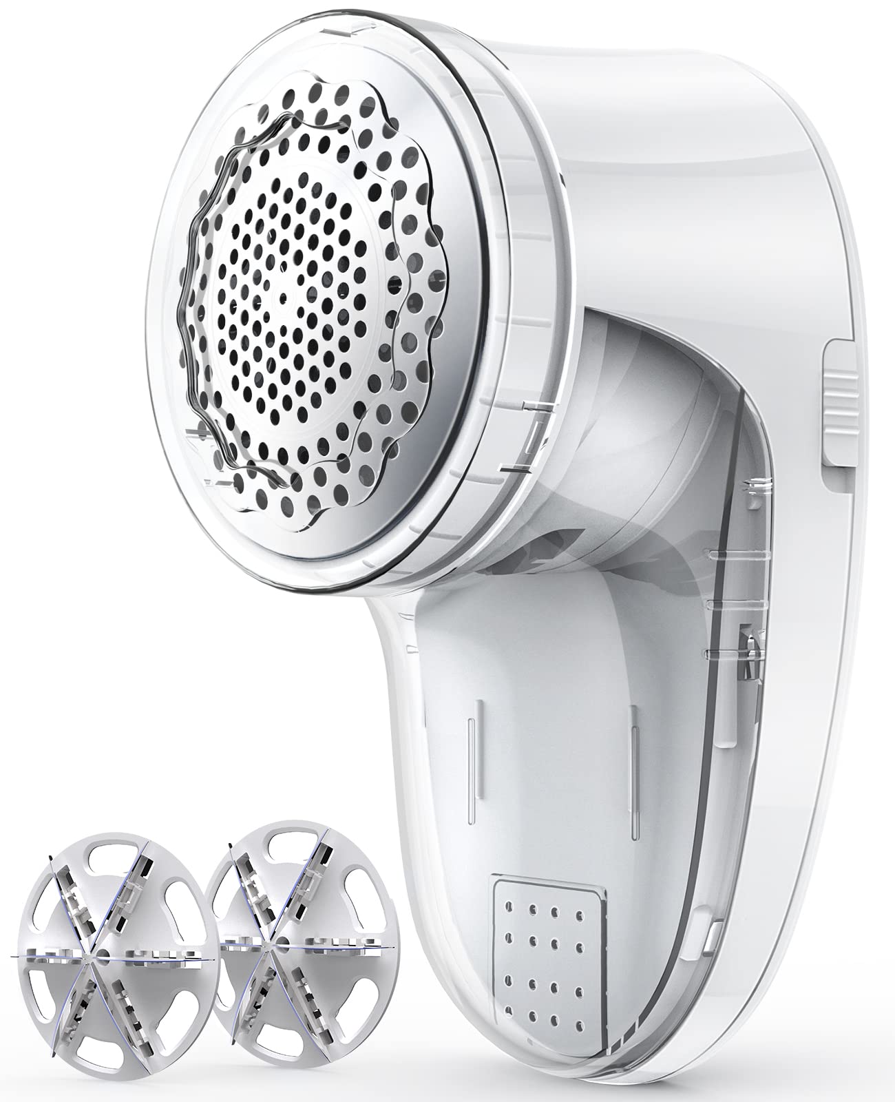 Ruidla Fabric Shaver Lint Remover, Sweater Shaver with Replaceable Stainless Steel 6-Leaf Blades, Fabric Defuzzer for Clothes Fuzz, Lint Balls - Battery Operated