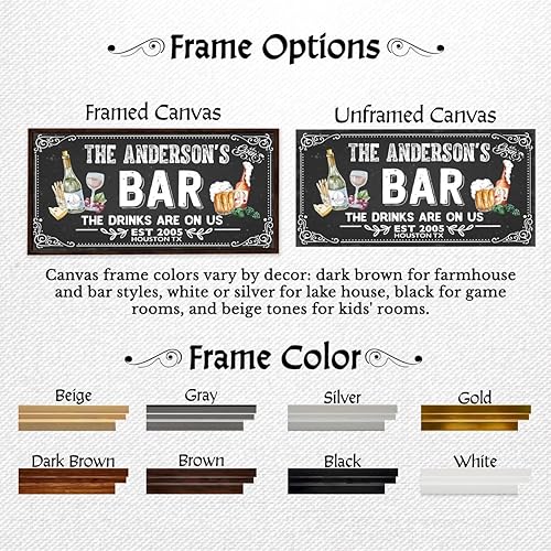 Miniatura 2 de Letrero de barra personalizado, decoración de pared de barra rústica personalizada, arte de lienzo de bar para el hogar, regalo de barra de cueva de