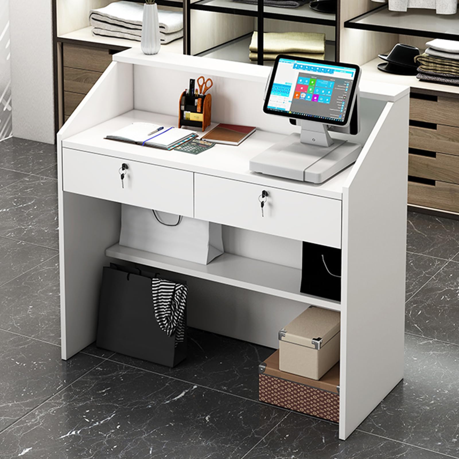 Casier de bureau et comptoir de caisse lumineux pour aménagement pro