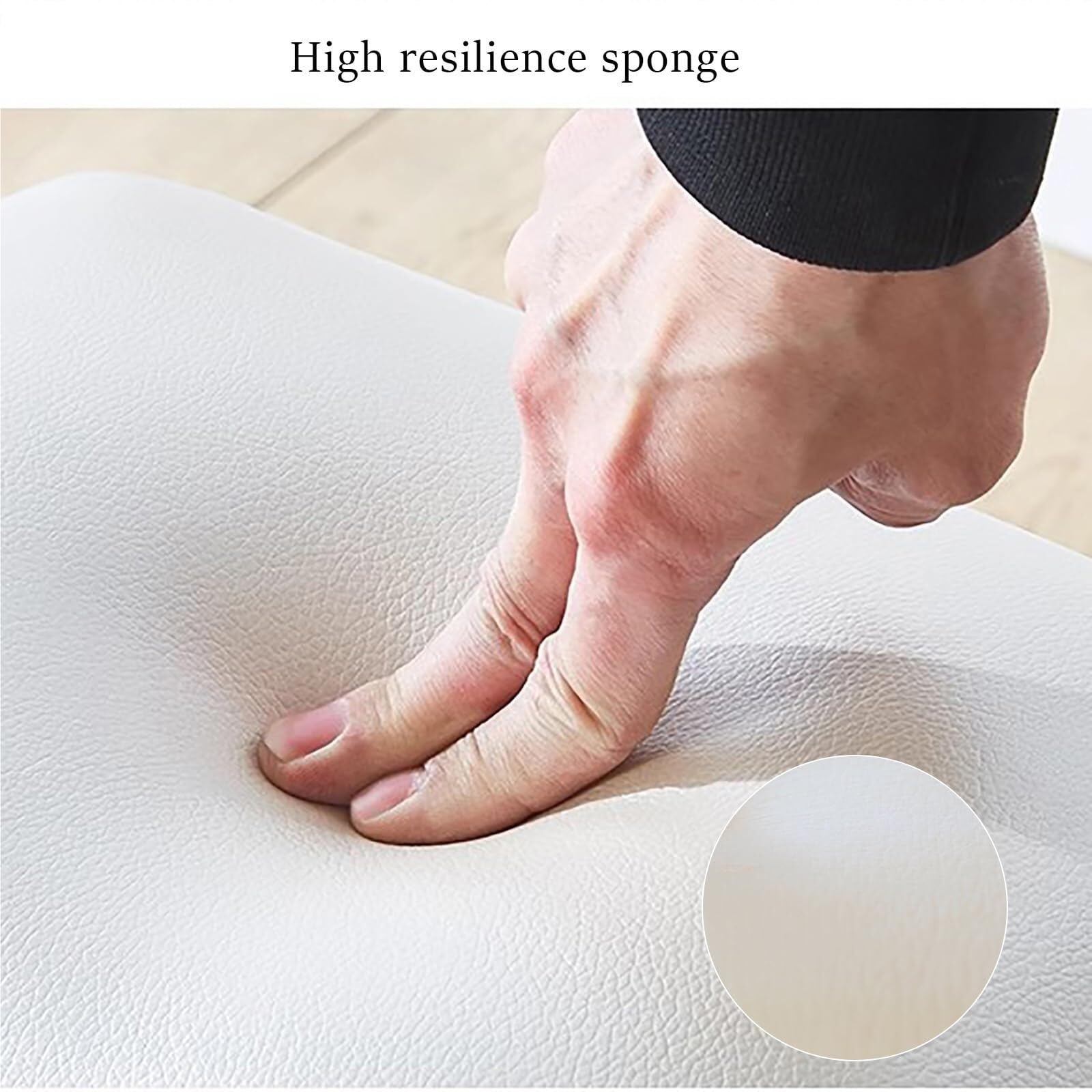 Eleganter, weißer Leder-Bank, stilvoll, gepolsterter Make-up-Hocker, schicker Ankleidestuhl für Schlafzimmer und Wohnzimmer, modernes geschnitztes Design, perfekte Wohnmöbel für Make-up und