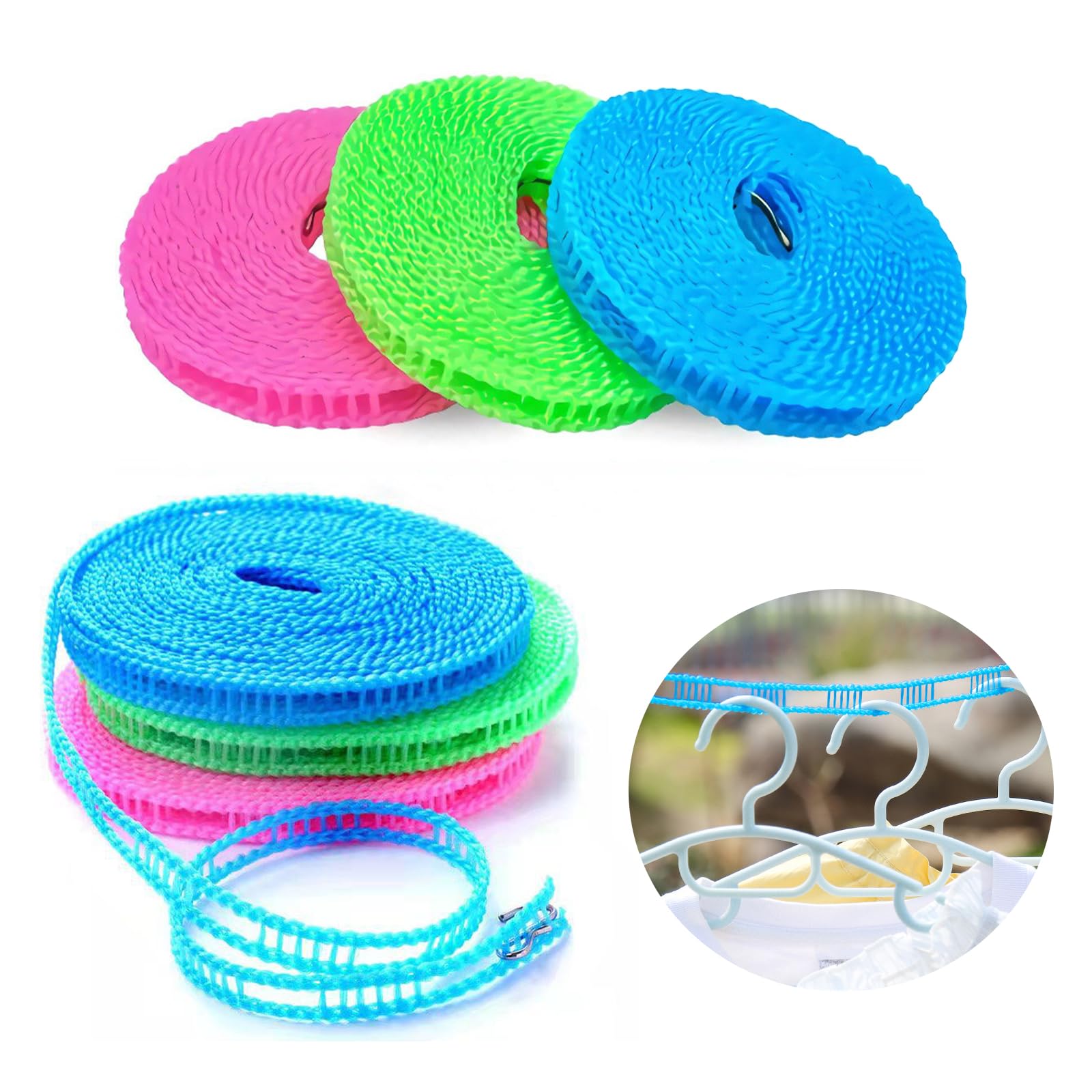 洗濯 物干し【6個入り】洗濯ロープ 洗濯紐 物干しロープ ロープ マルチカラー 物干しロープ ハンガーを掛けられるスリット付 乾燥ロープ ハンガー ストップ ランドリーロープ 洗濯ロープ 旅行 ハンガーロープ 洗濯物干しロープ 横ずれ防止 滑り止め 掛けやすい 携帯便利